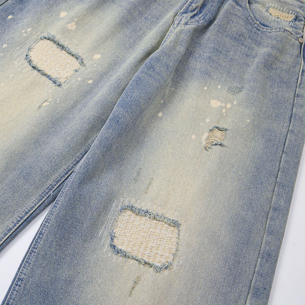 Jean Men's gradient distressed loose punk washed ripped jeans Size US 32 / EU 48 - 5 Thumbnail