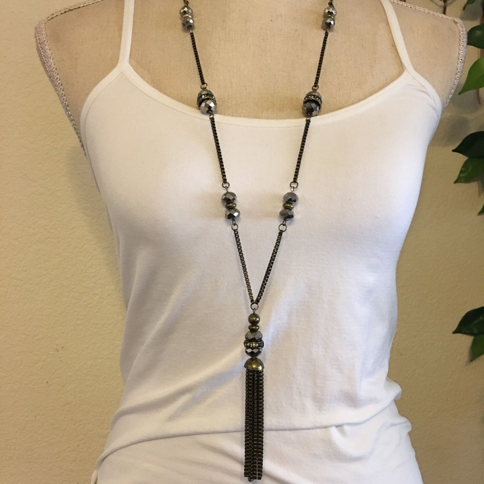 Vintage Vintage sparkle bead chain tassel long necklace Size ONE SIZE - 1 Thumbnail