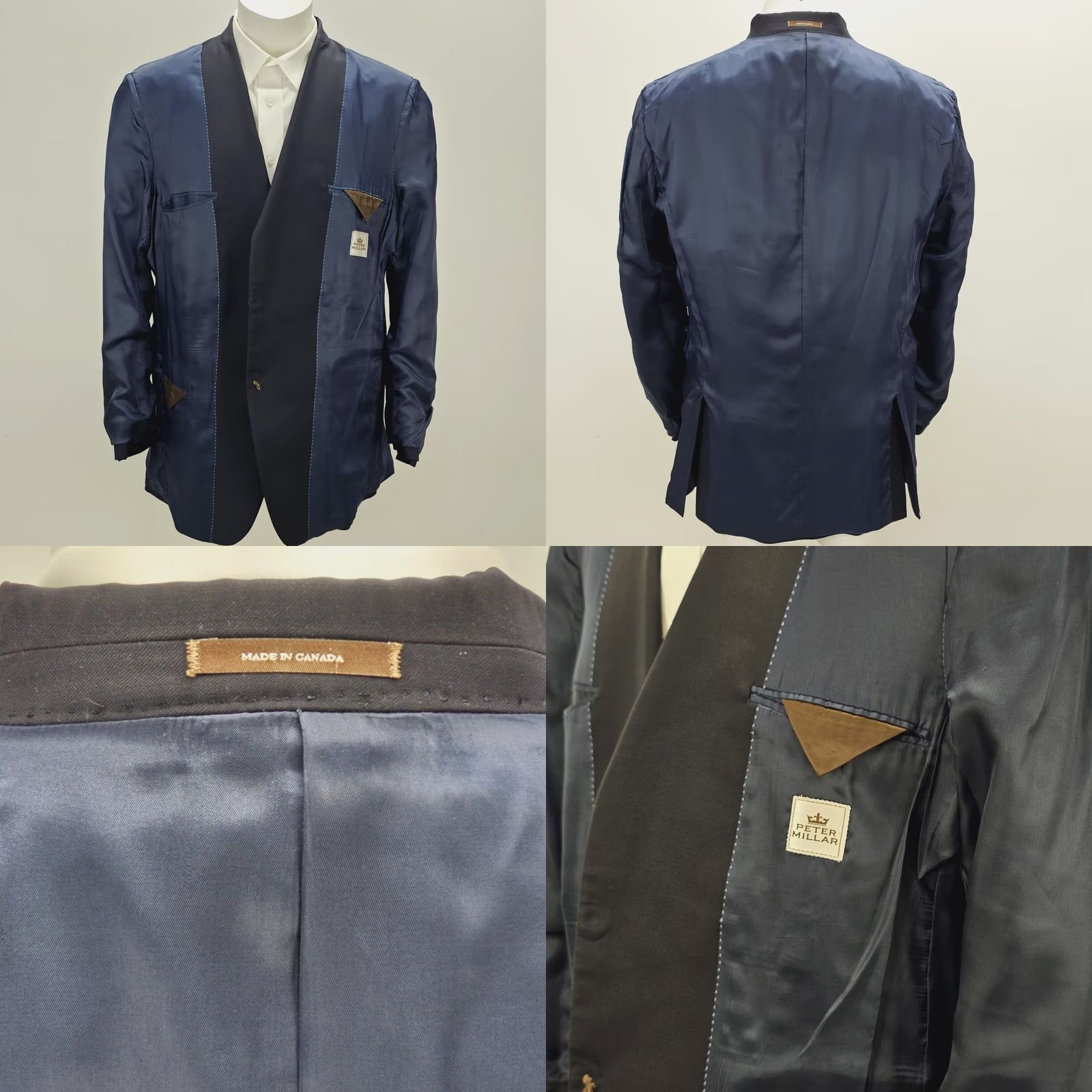 Peter Millar Peter Millar Blazer Mens 44T Blue Sport Coat Wool Casual Jacket Two-Button Notch Lapel Regular Fit Redefined for Preppy City Style Mens Size 44R - 8 Thumbnail