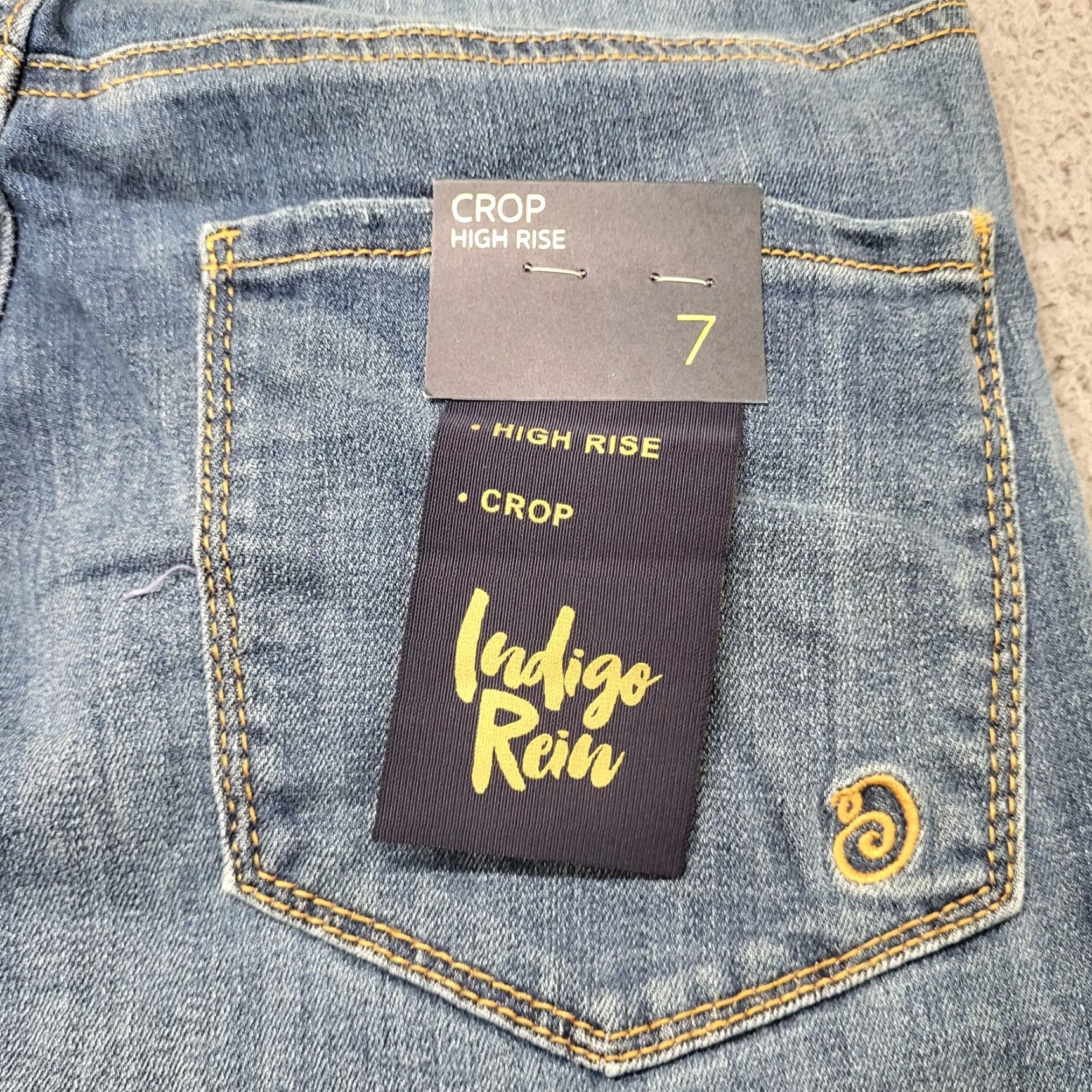 Vintage Indigo Rein Jeans Women 7/27 Denim Distressed High Rise Crop Slim Regular Blue 90s College City Vintage No Size 28" / US 6 / IT 42 - 4 Thumbnail