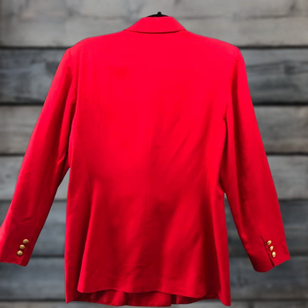 Talbots VINTAGE Talbots Blazer Womens 12P Red Linen Blend Double Breasted Gold Button Jacket Size XL / US 12-14 / IT 48-50 - 1 Thumbnail
