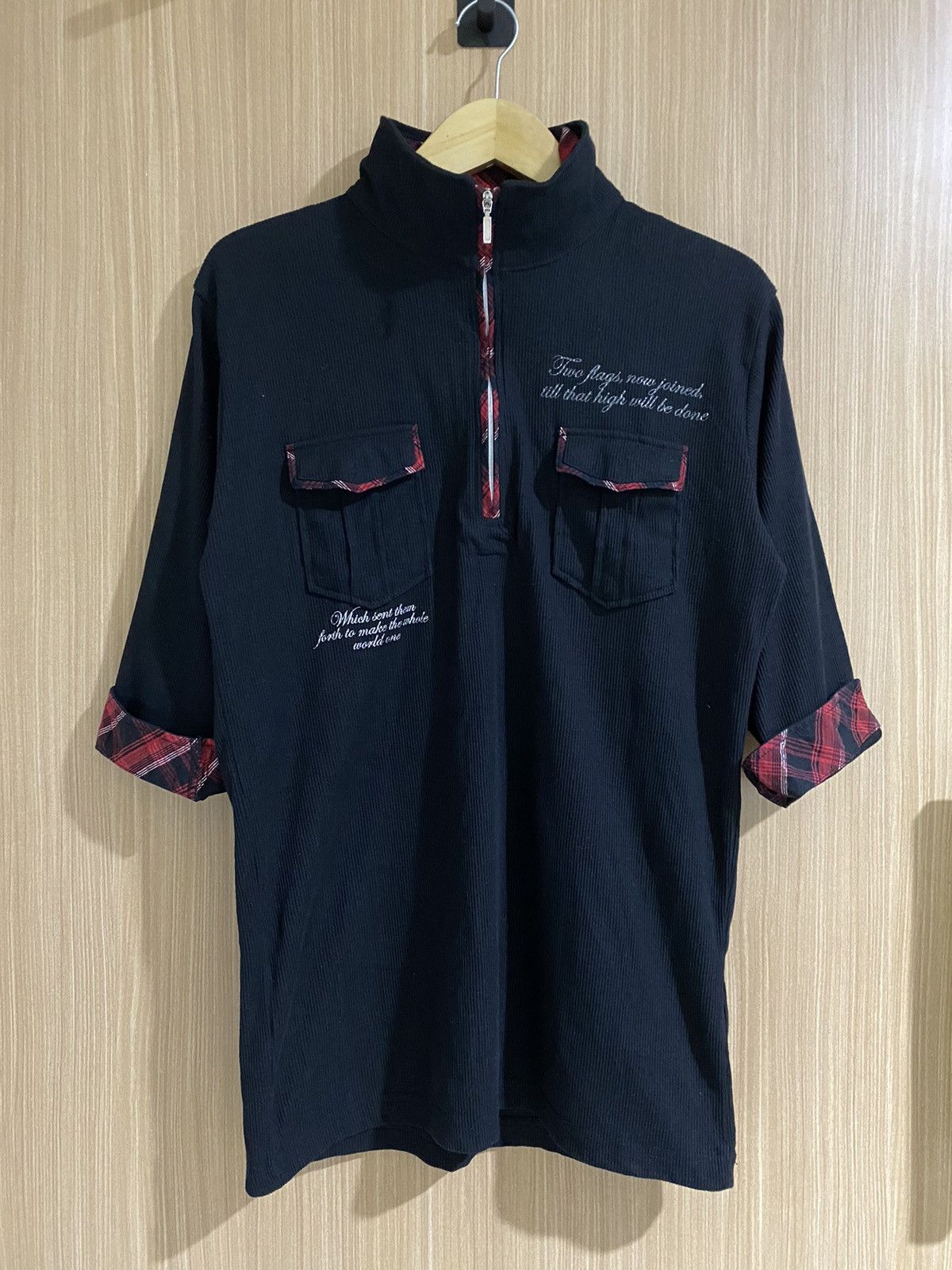 If Six Was Nine 2000s mind games double collar half zip poem punk polo shirt Size US XL / EU 56 / 4 - 7 Thumbnail