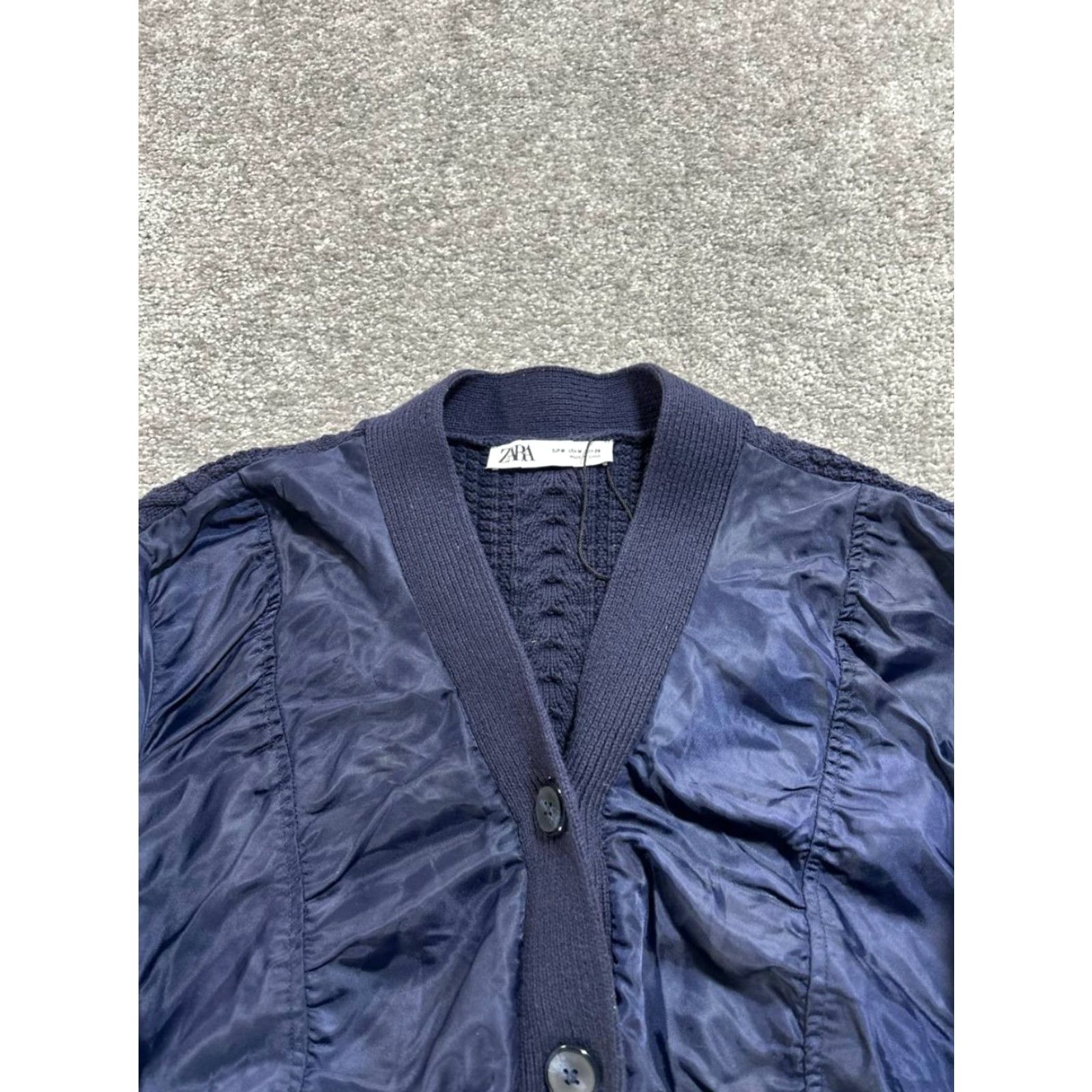 Zara Zara Jacket Womens Medium Blue Ribbed Cable Knit Sweater V Neck Button Front Size M / US 6-8 / IT 42-44 - 3 Thumbnail