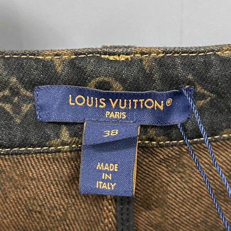 Louis Vuitton LV 25ss Black Gold Monogram Jeans 38 Size 27" / US 4 / IT 40 - 5 Thumbnail