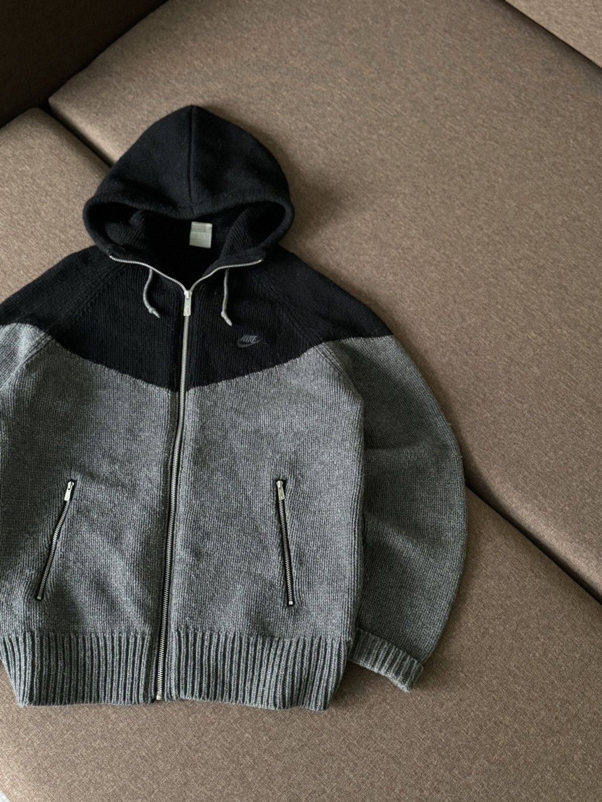 Nike × Vintage Vintage rare Nike Y2K knitted zip hoodie Size US L / EU 52-54 / 3 - 6 Thumbnail