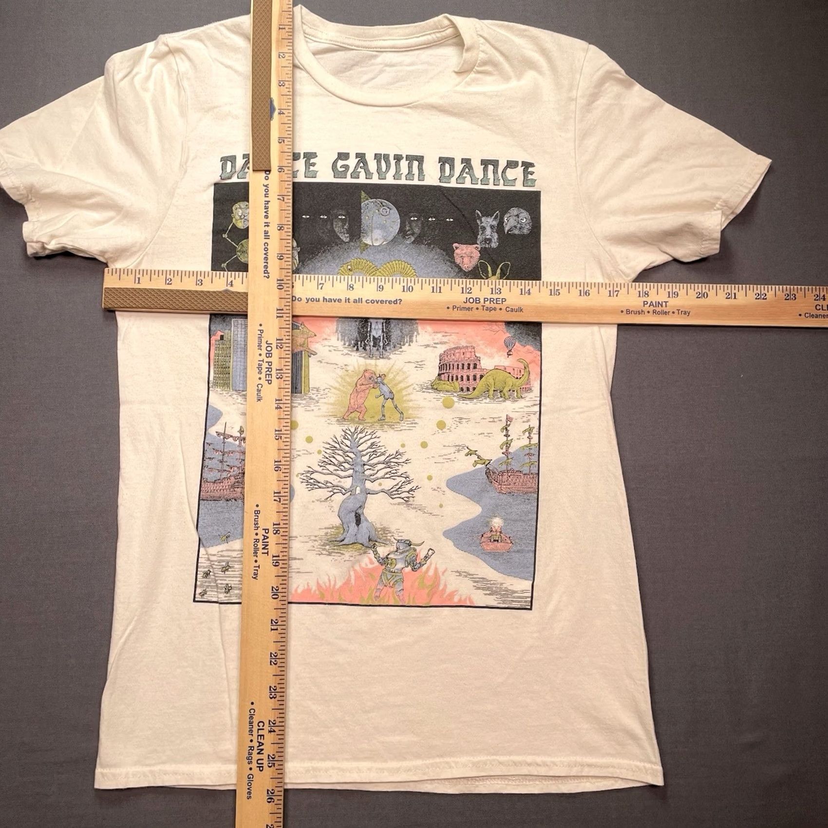 Gildan Dance Gavin Dance Shirt Mens S Infinity Fighting Animals Pop Punk Rock Gildan Softstyle Short Sleeve Crew Neck Beige Cotton Logo Band Music Vintage No Size US S / EU 44-46 / 1 - 3 Thumbnail