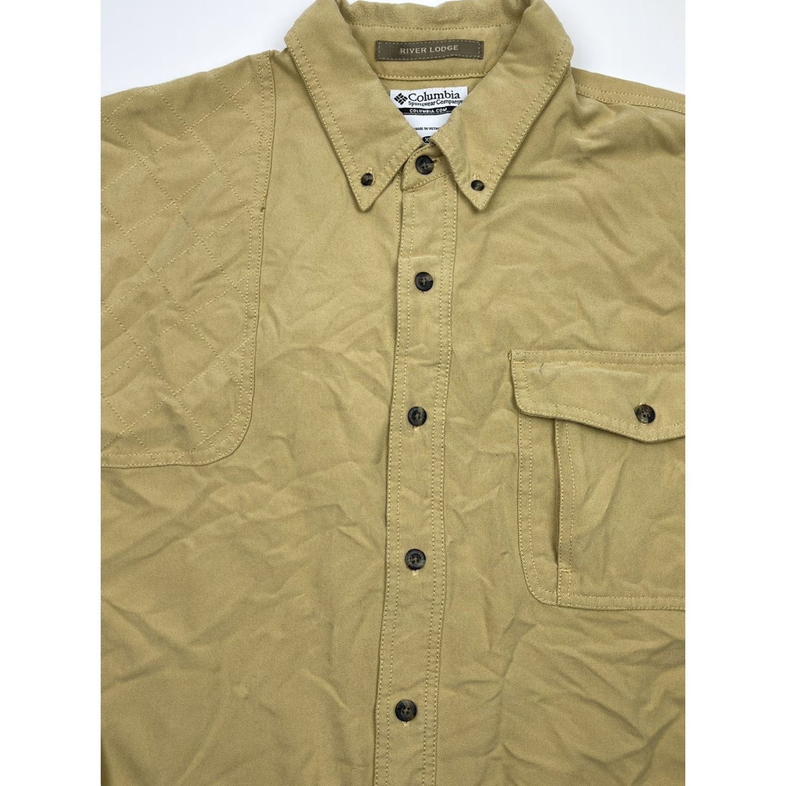 Vintage VINTAGE Columbia River Lodge Button-Down Shirt Men XL Gold Solid Long Sleeve Size US XL / EU 56 / 4 - 2 Thumbnail