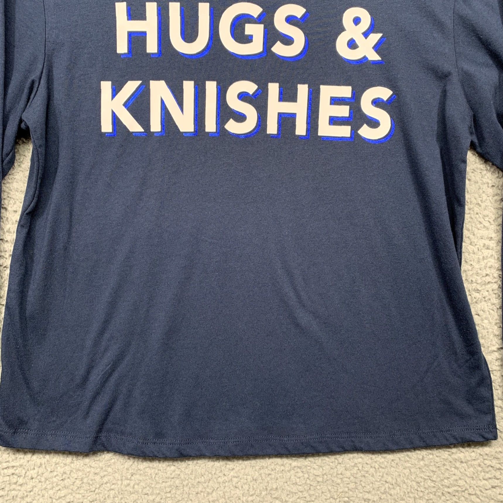 Vintage Zoe + Liv T-Shirt Long Sleeve Navy Blue White Hugs & Knishes NWT Size Large Women Casual Basic Cotton Blend Knit Size L / US 10 / IT 46 - 3 Thumbnail