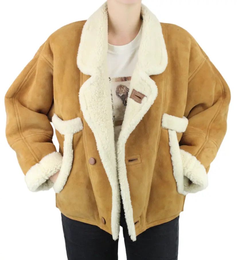 Sandro SANDRO Royal Jacket Women LARGE Shearling Leather Button Up Size US L / EU 52-54 / 3 - 1 Thumbnail