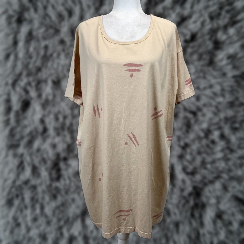 CO Hillfolk. co Tshirt Dress Hand Dyed Womens Artsy Lagenlook Minimalist Tan Peach Pink Cotton One Size Bohemian Size ONE SIZE - 1 Thumbnail