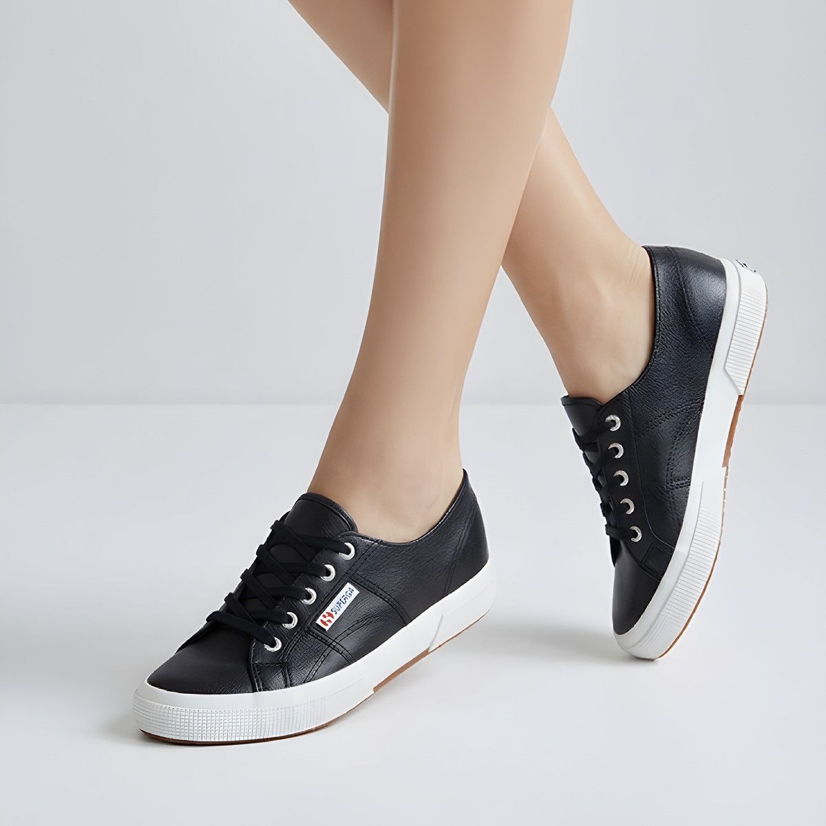 Superga Superga 2750 Women’s Black Nappa Leather Sneakers US7 Size US 7 / IT 37 - 2 Thumbnail