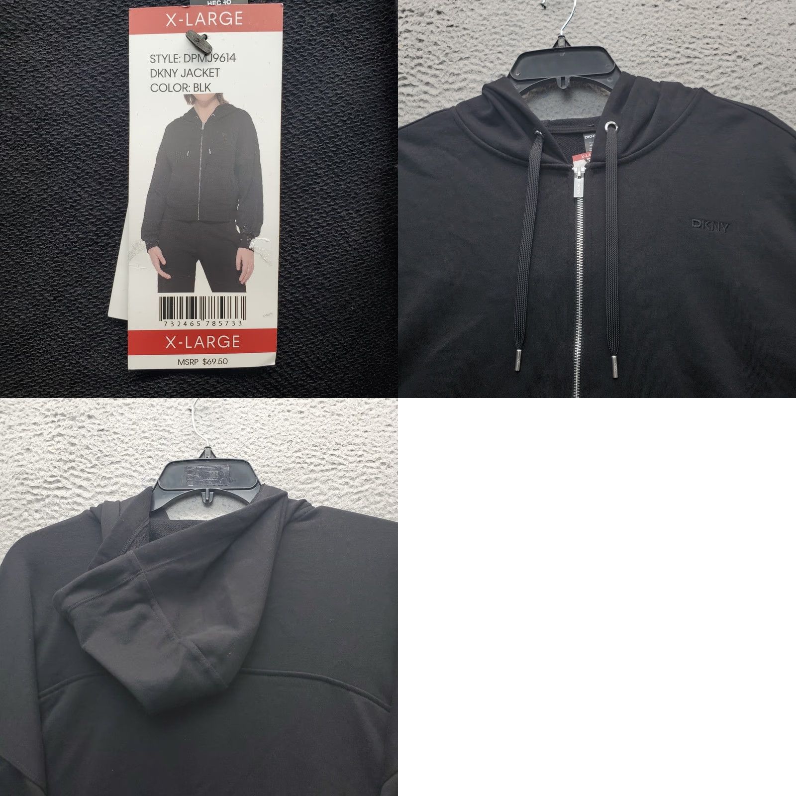 DKNY DKNY Womens XL Black Crop Hooded Jacket Full Zip T Jacket Official Sportswear Clothing Size XL / US 12-14 / IT 48-50 - 8 Thumbnail