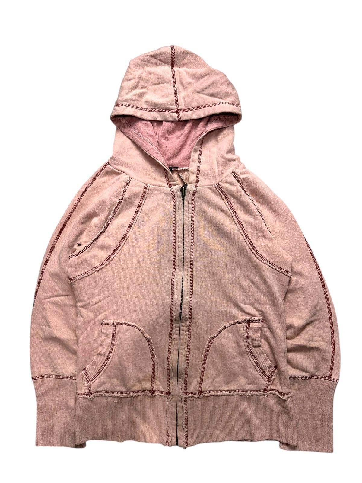 20471120 DISTRESSED BLUE MOON BLUE OUTER SEAM Zip HOODIE LGB STYLE Size S / US 4 / IT 40 - 1 Thumbnail