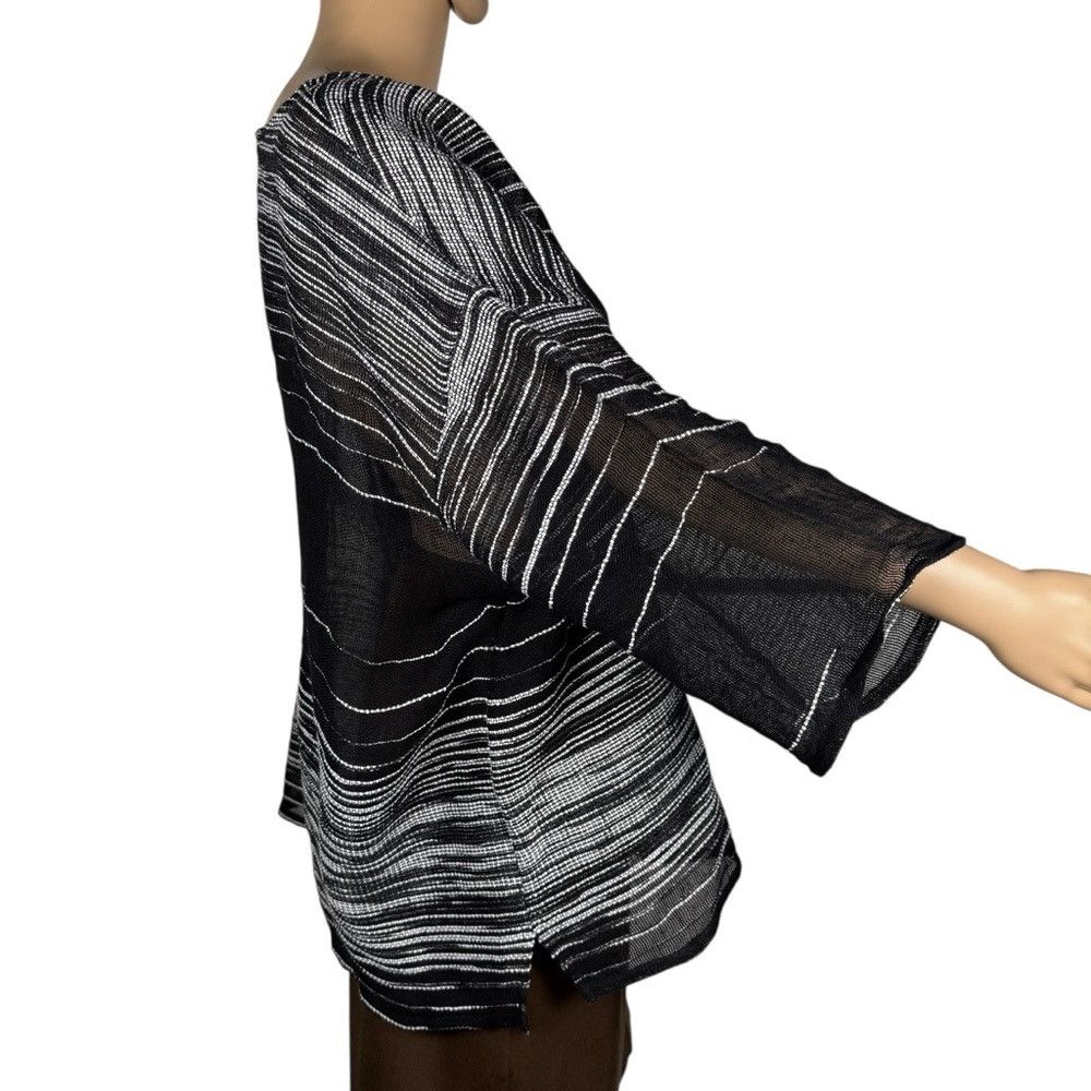 Eileen Fisher Eileen Fisher Black Illusion Mesh Bateau Neck Linen Blend T Size XL / US 12-14 / IT 48-50 - 3 Thumbnail