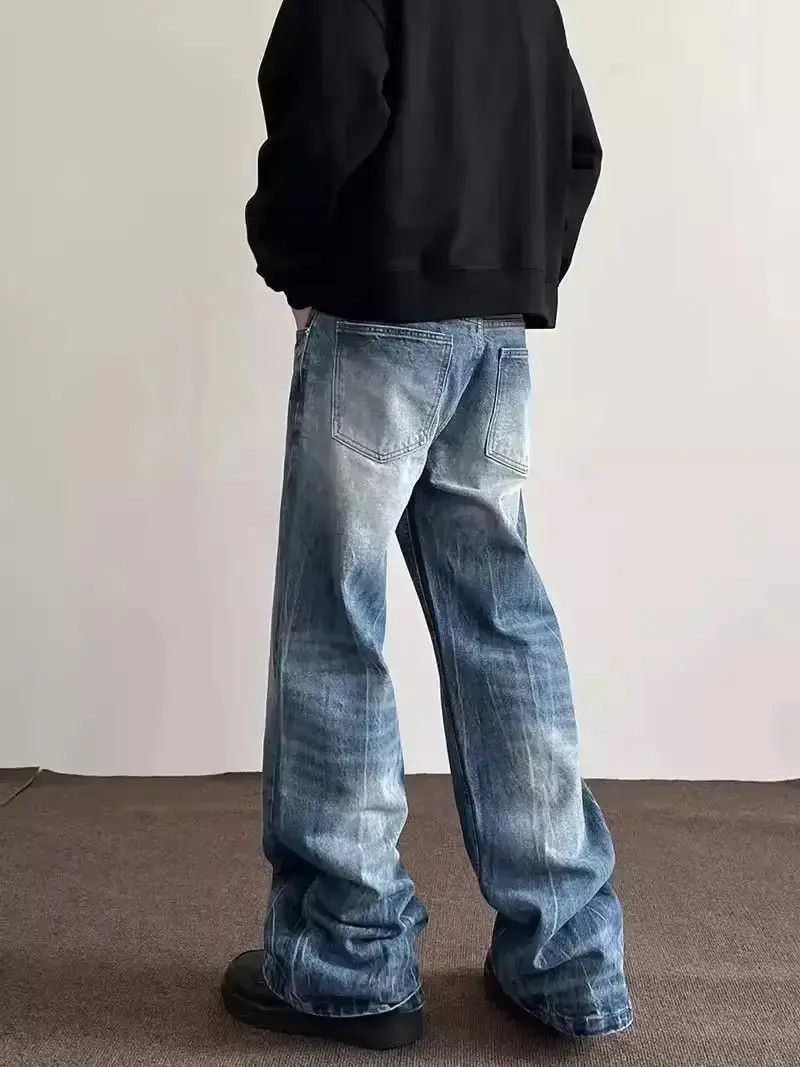 Japanese Brand Street distressed corrugated crease micro-flared jeans y2k Size US 32 / EU 48 - 6 Thumbnail