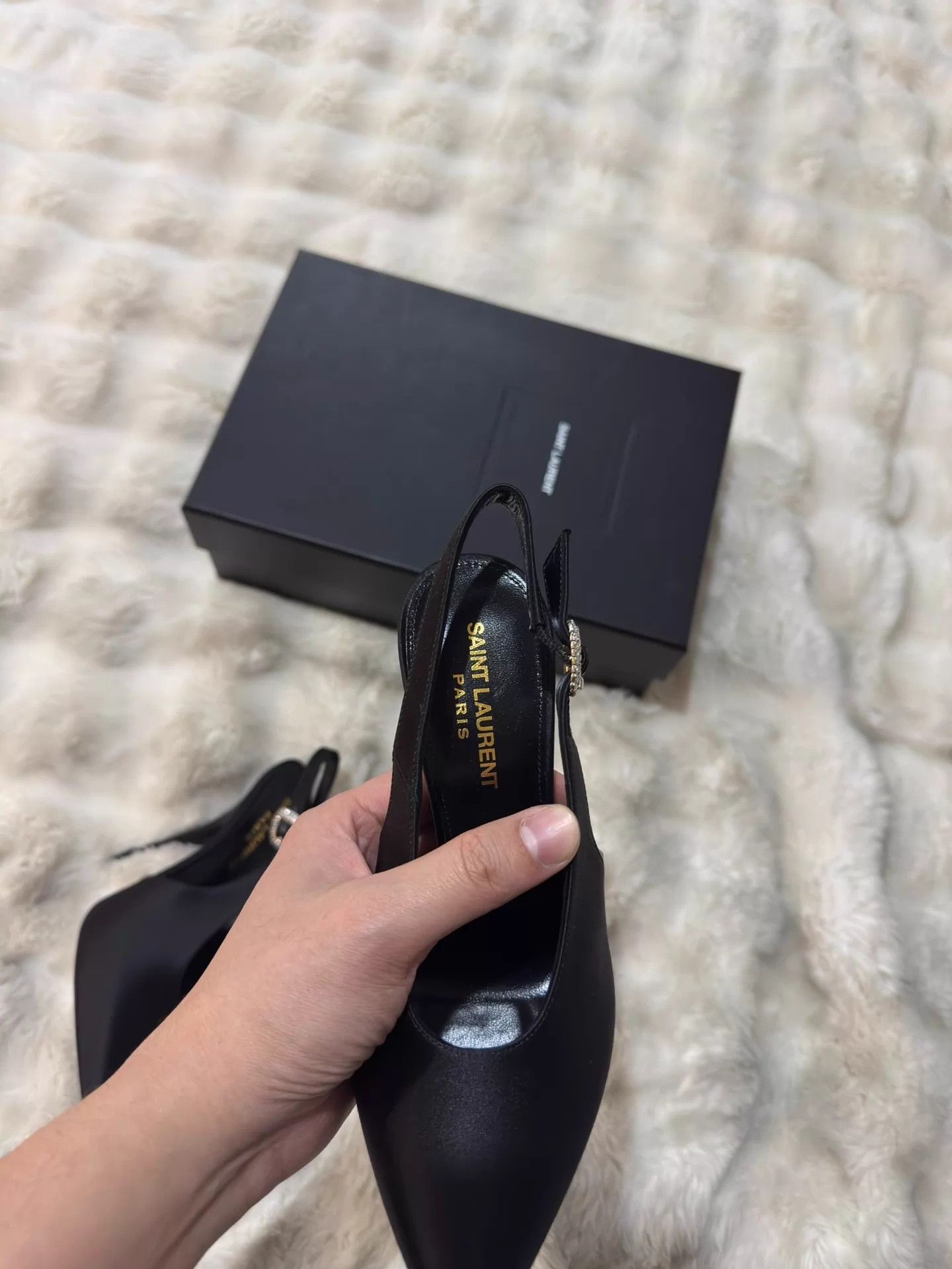 Saint Laurent Paris Saint Laurent new black satin crystal heels size 37 Size US 6.5 / IT 36.5 - 9 Thumbnail