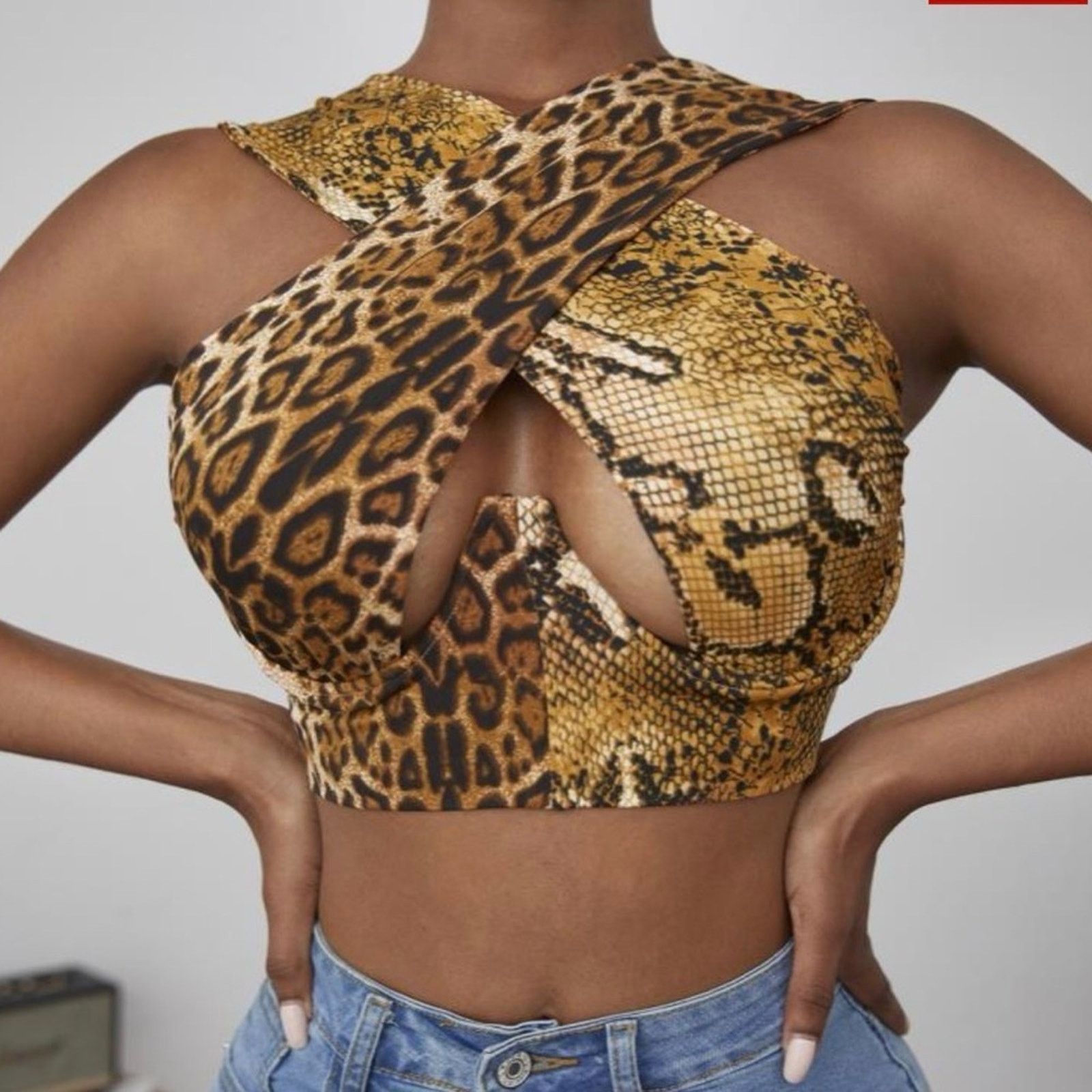 Other New Leopard Print Cross Halter Top size XS Size S / US 4 / IT 40 - 1 Thumbnail
