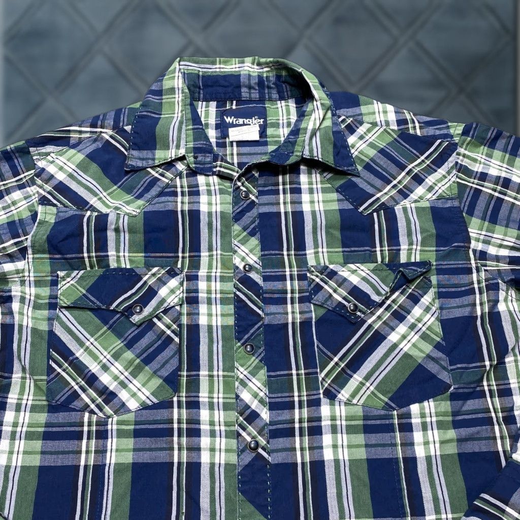 Wrangler VINTAGE Wrangler Shirt Mens M Blue Plaid Pearl Snap Cowboy Western Size US M / EU 48-50 / 2 - 1 Thumbnail