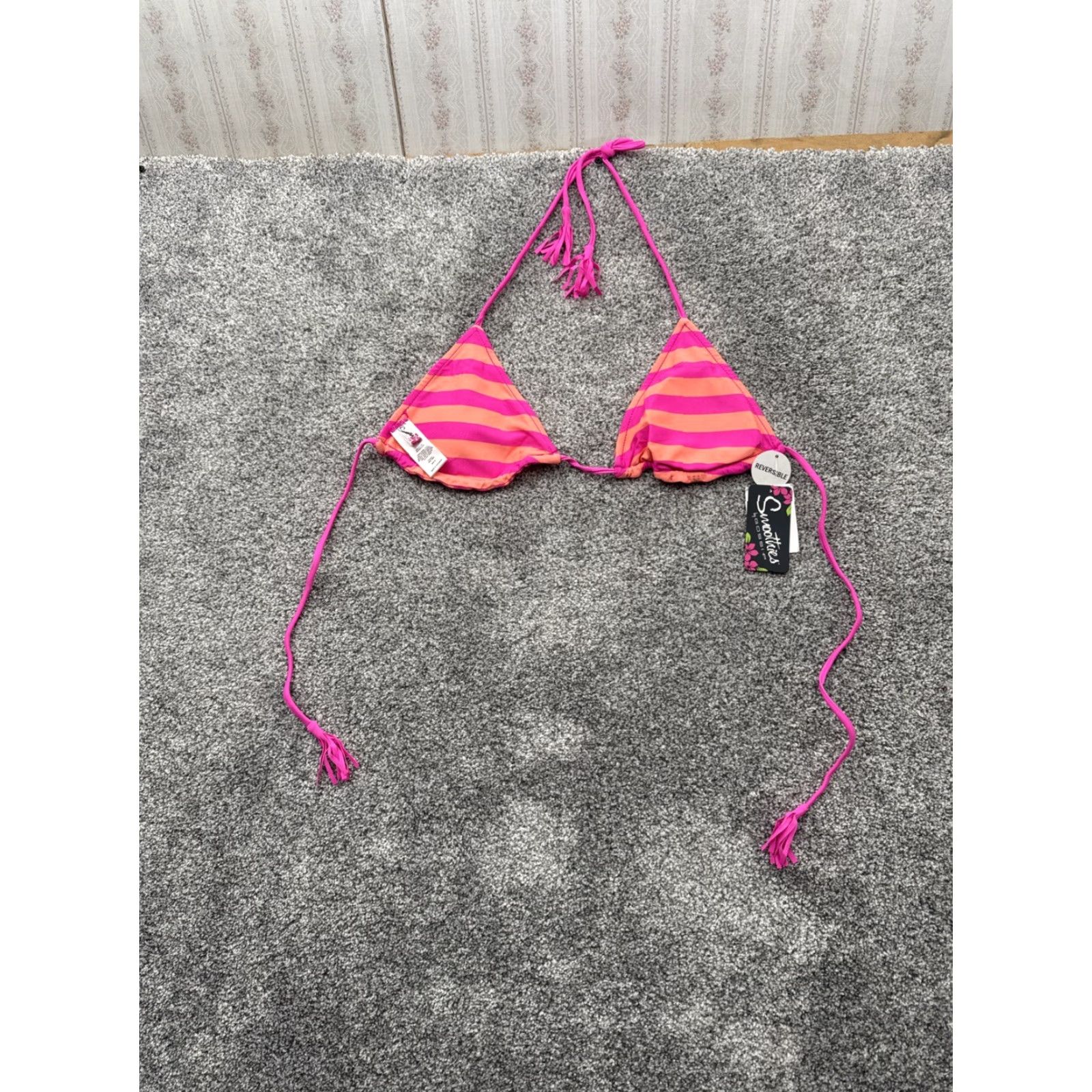 Triangl Smoothies Bikini Top M Multicolor Reversible Crochet Triangle Tassel Halter, Adjustable Backless Padded, Beach Boho Festival Y2K Women Size M / US 6-8 / IT 42-44 - 4 Thumbnail