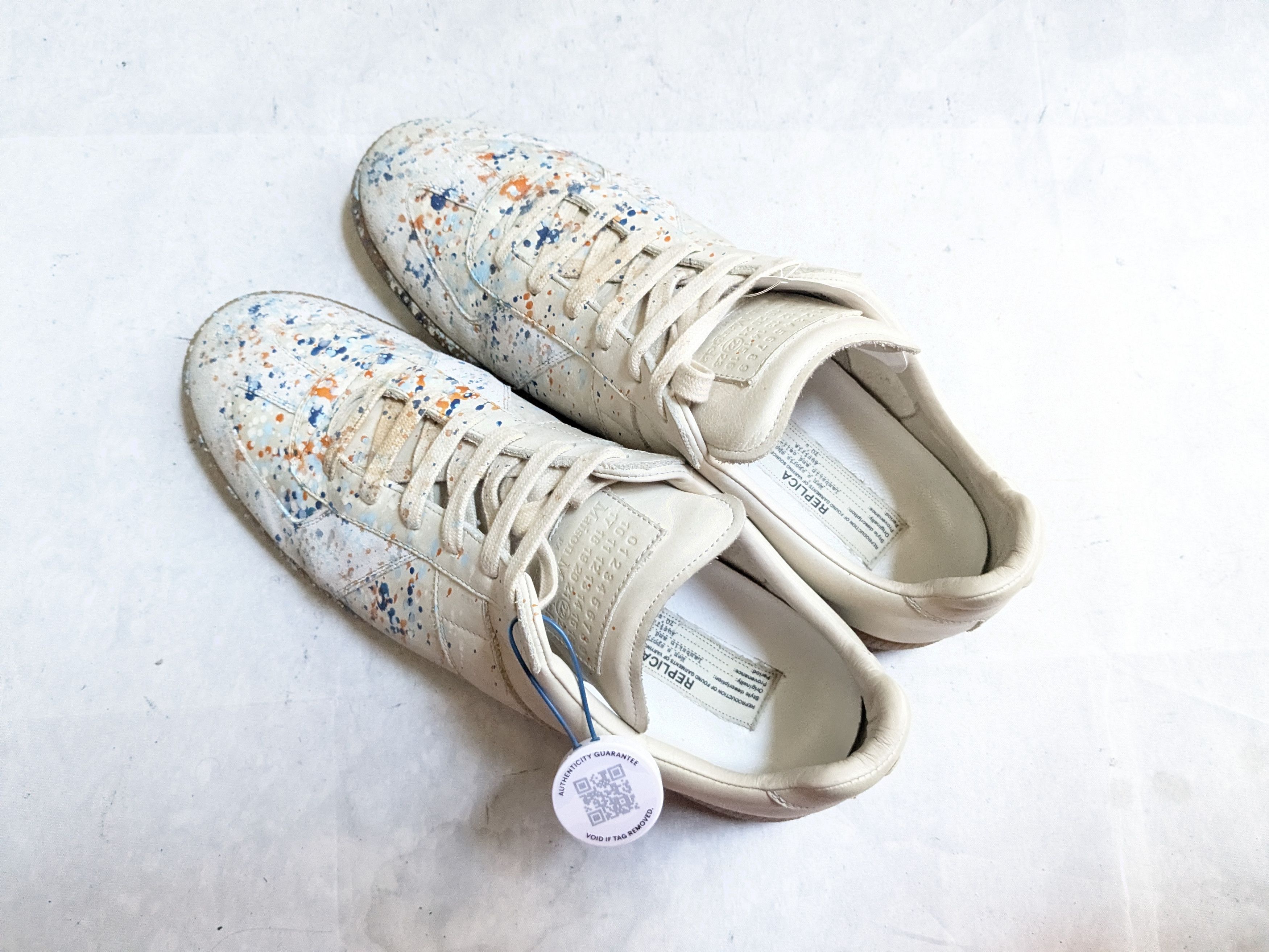 Maison Margiela Maison Margiela Replica GAT Paint Splatter 12 45 Low Top Gum Size US 12 / EU 45 - 16 Thumbnail