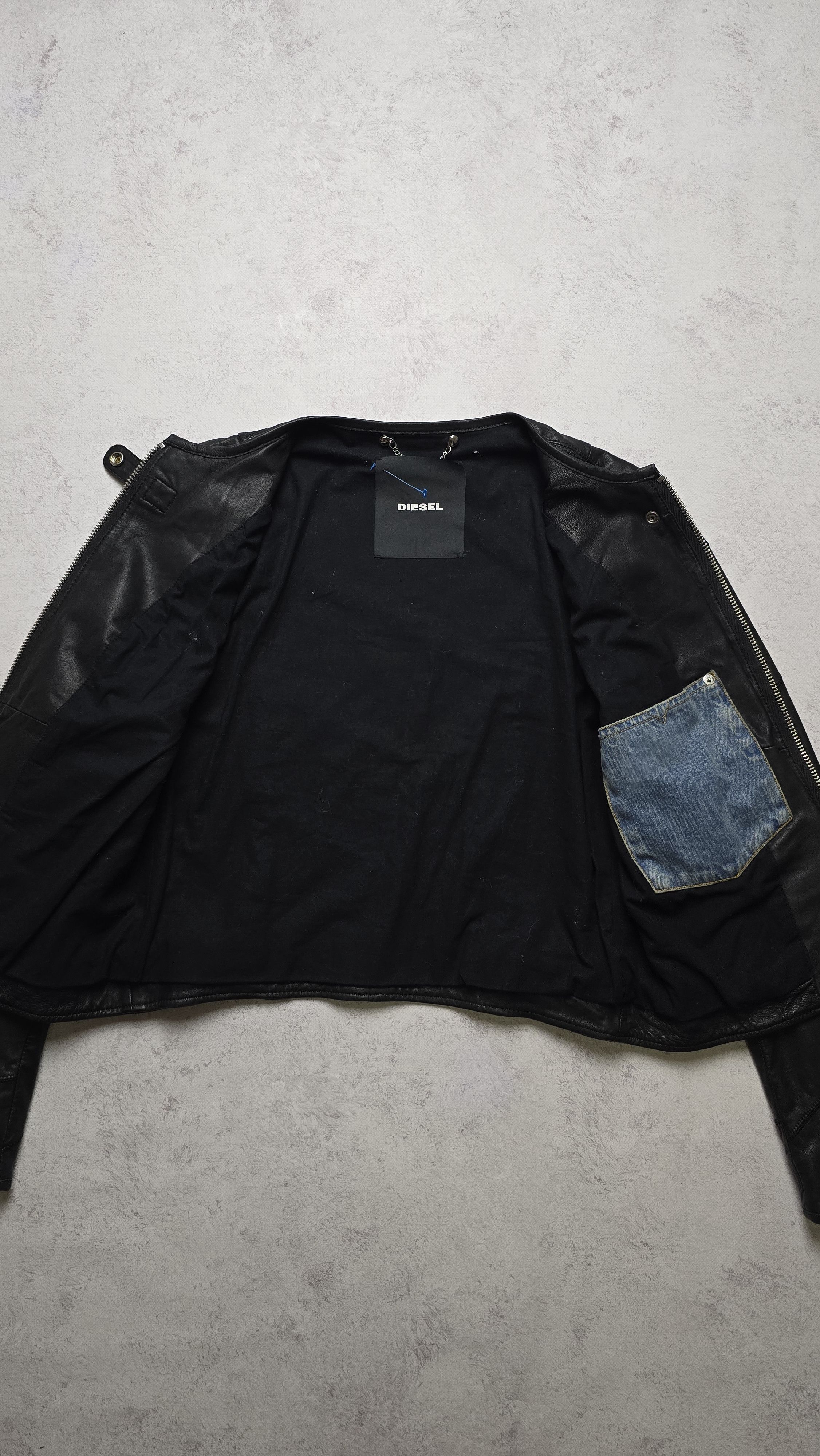 Diesel L-ARENA-A Flight Bomber motorcycle Leather Black Jacket Size M / US 6-8 / IT 42-44 - 16 Thumbnail