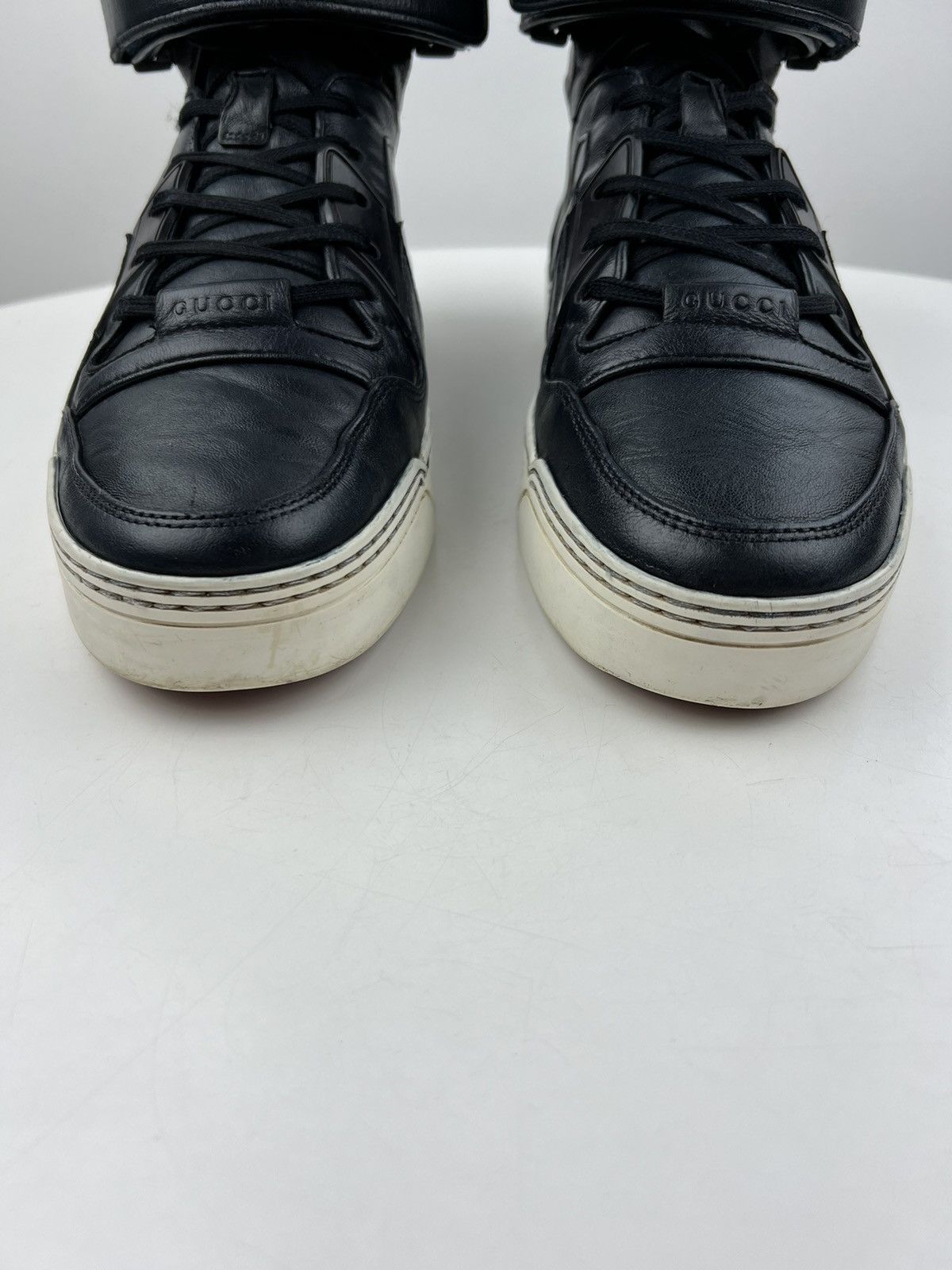 Gucci GUCCI Sneakers Hi Top Leather Shoes GG Logo Navy Men’s Size US 6.5 / EU 39-40 - 9 Thumbnail