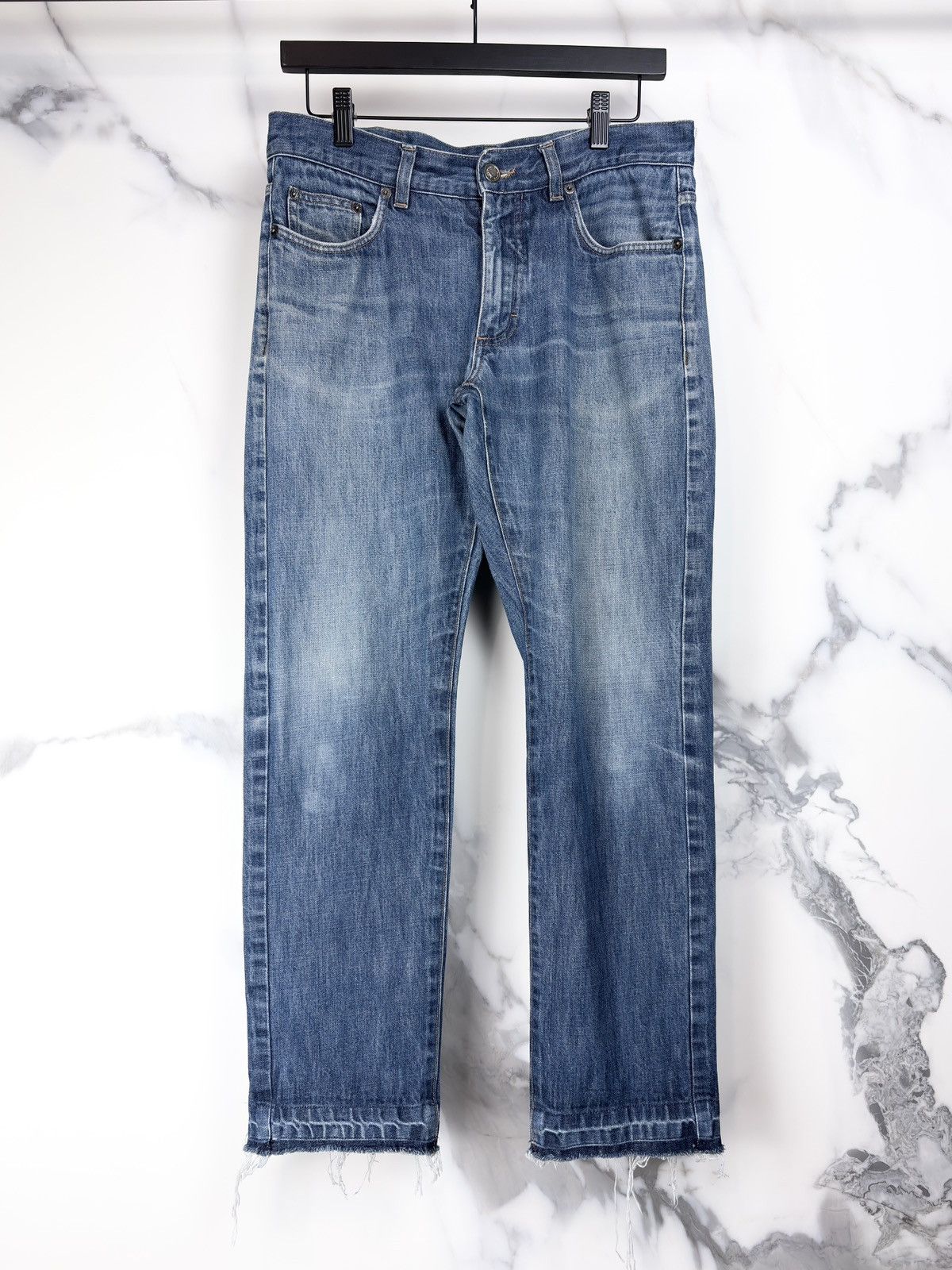 Gucci Gucci Tom Ford Vintage Raw Hem Leather Patch Denim Jeans Size US 30 / EU 46 - 1 Thumbnail