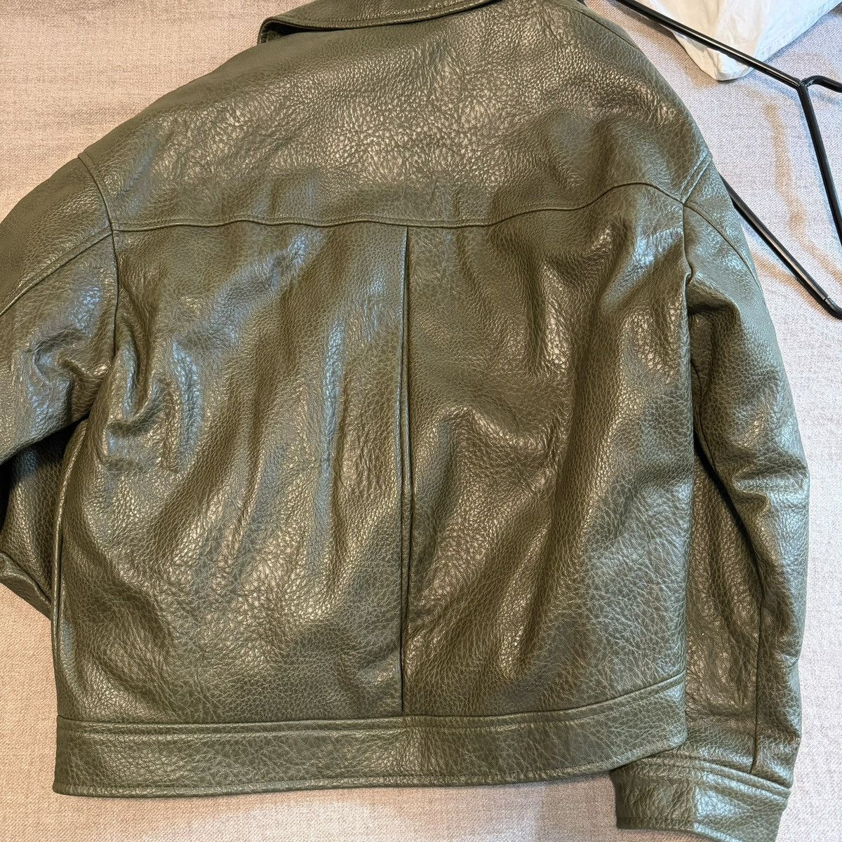 Zara Green pebbled leather jacket Size US S / EU 44-46 / 1 - 5 Thumbnail