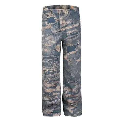 Jean Tie-dye Print Flared Wide-Leg Jeans Size US 29 - 4 Thumbnail