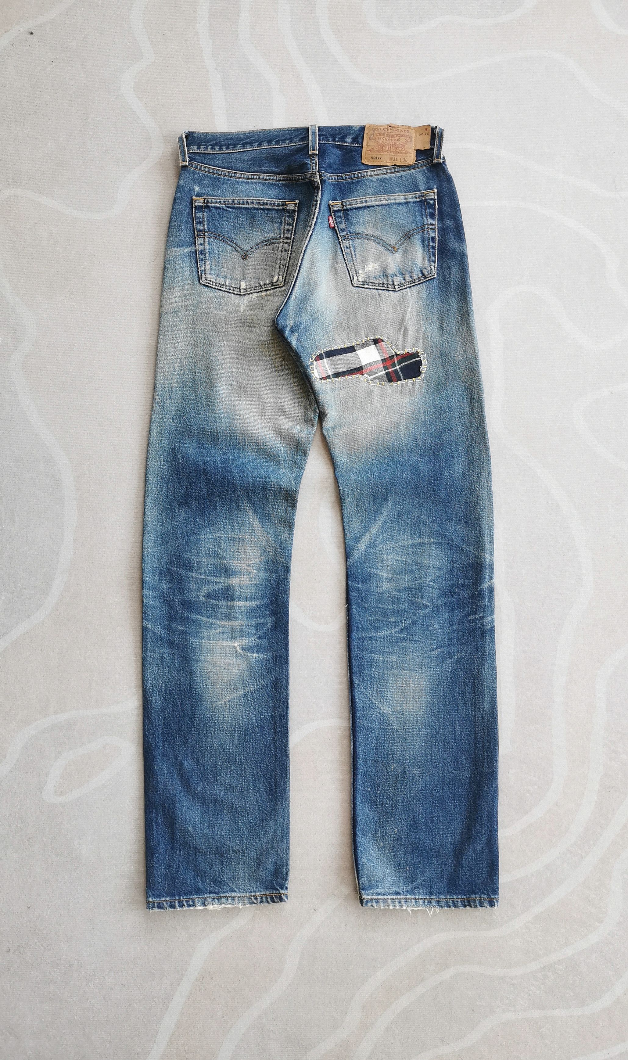 Nirvana Levis 501 Patchwork Sashiko Inspire Kurt Cobain Size US 30 / EU 46 - 2 Thumbnail