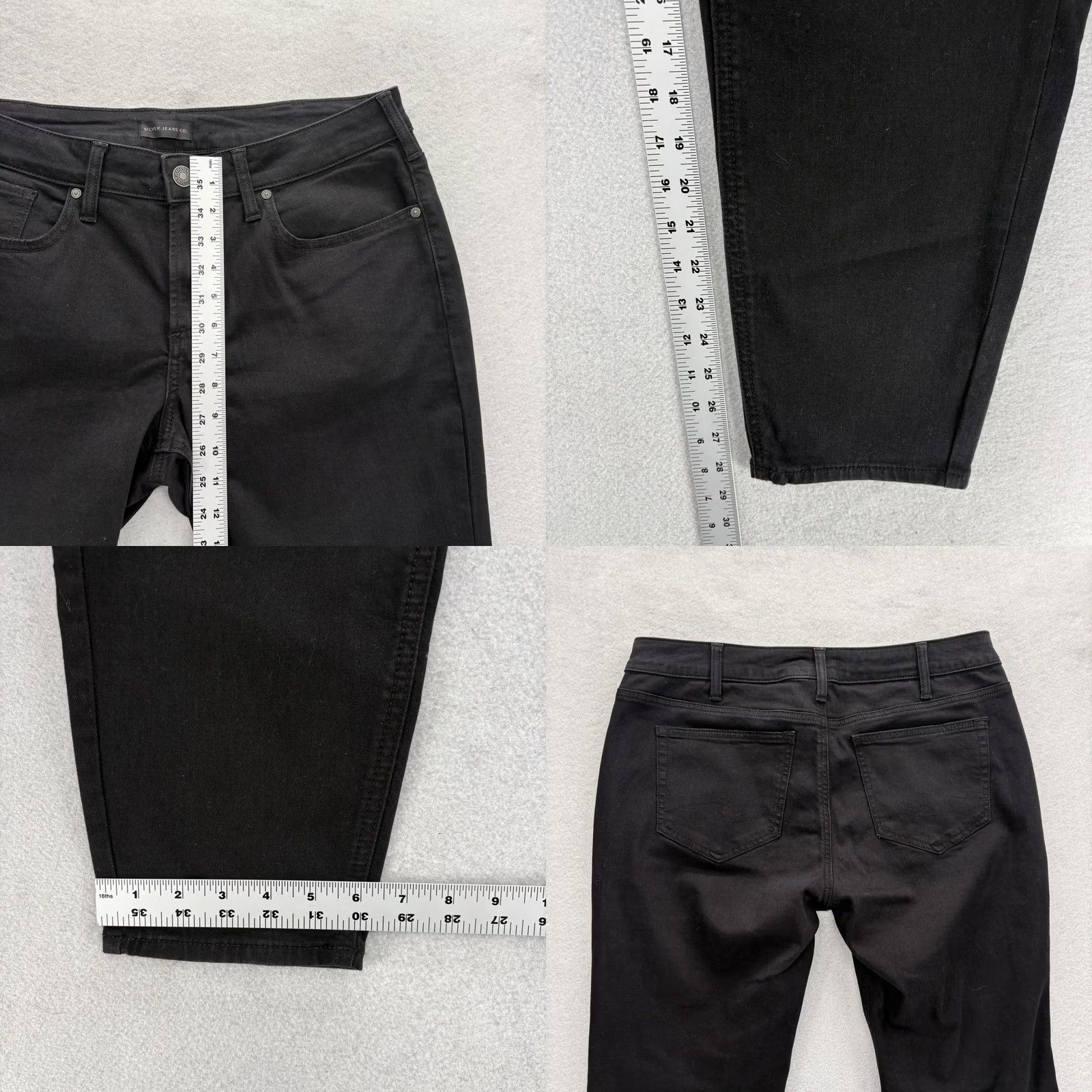 Silver Jeans Co. Silver Jeans Suki Skinny Womens 34x29 Black Dark Wash Mid Rise Stretch Jeans Size 24" / US 00 / IT 34 - 8 Thumbnail