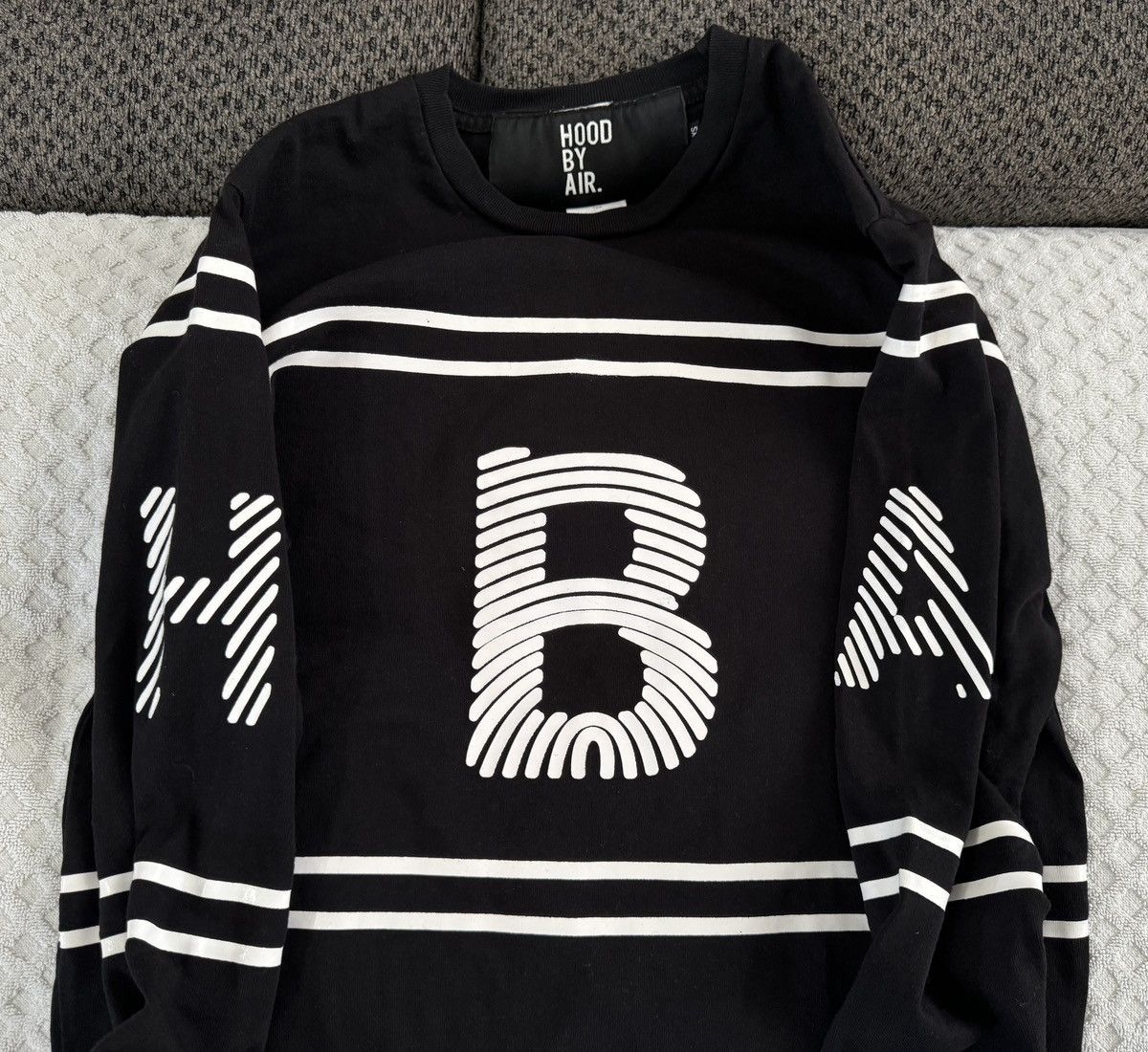 超希少 HOOD BY AIR HBA ロゴ ロングTシャツ M ブラック 長袖 Hood By Air HBA Hood By Air Fingerprint Logo Long Sleeve