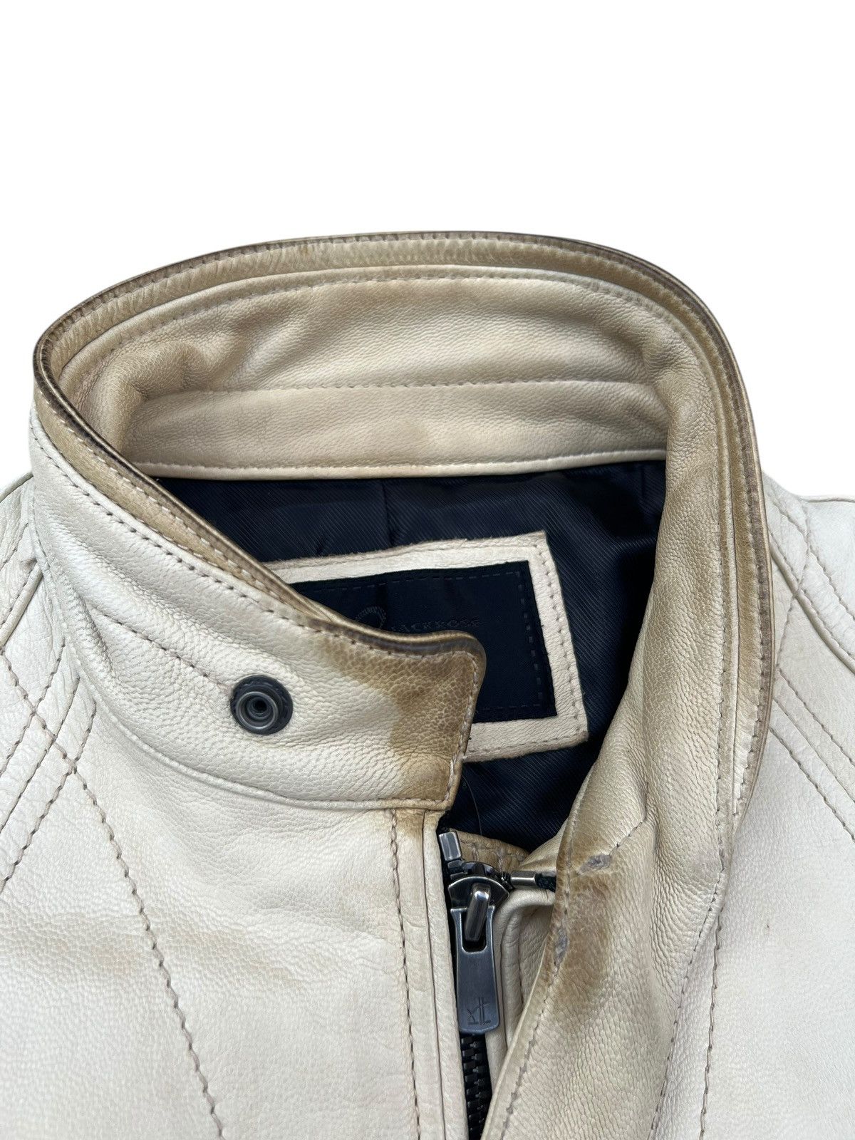 JACKROSE Jackrose Luv Maison Patina Stains Leather Racer Jacket Size US S / EU 44-46 / 1 - 4 Thumbnail