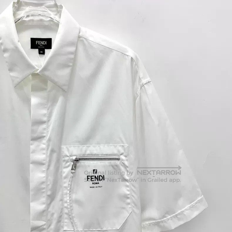 Fendi Fendi size 41 White Pocket Zipper Design Cotton Collar Shor Size US XXS / EU 40 - 3 Thumbnail
