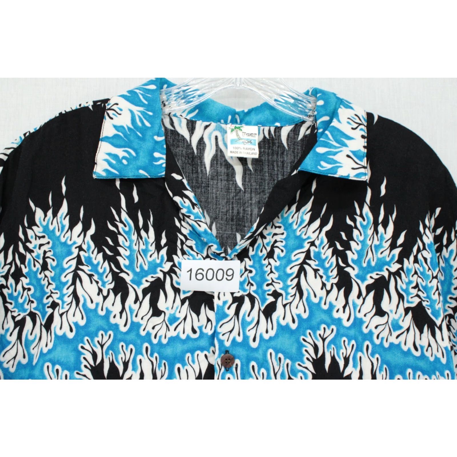 Vintage VINTAGE Pear Bay Camp Shirt Men's Large Hawaiian Blue Fire Short Sleeve 100% Rayon Size US L / EU 52-54 / 3 - 6 Thumbnail