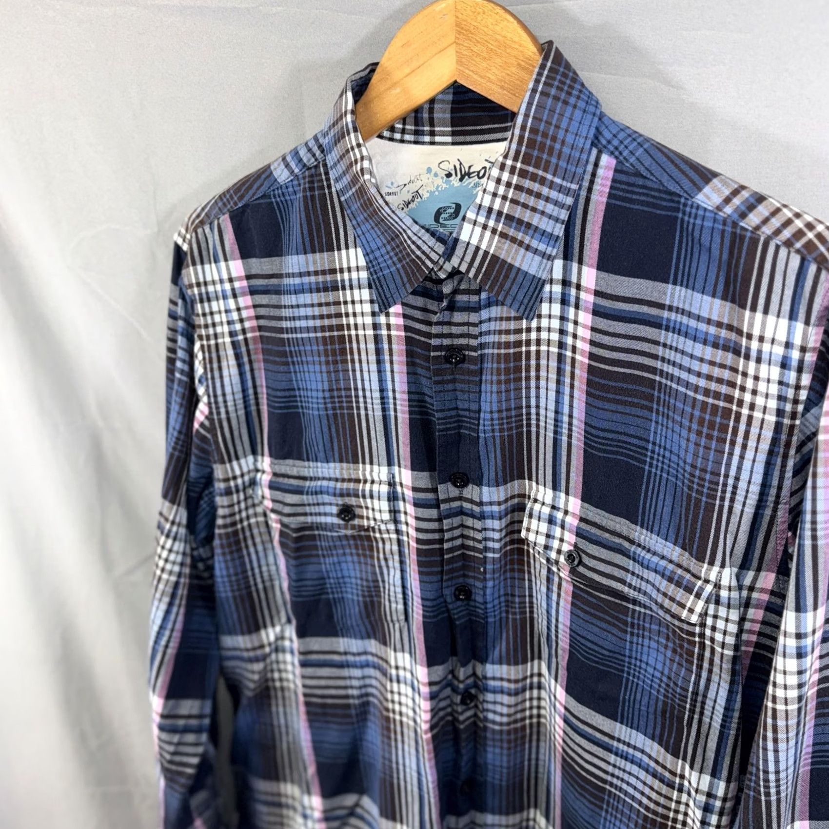 Sideout Sideout Shirt Mens Large Blue Navy Pink Plaid Button Down Long Sleeve Casual Size US L / EU 52-54 / 3 - 3 Thumbnail
