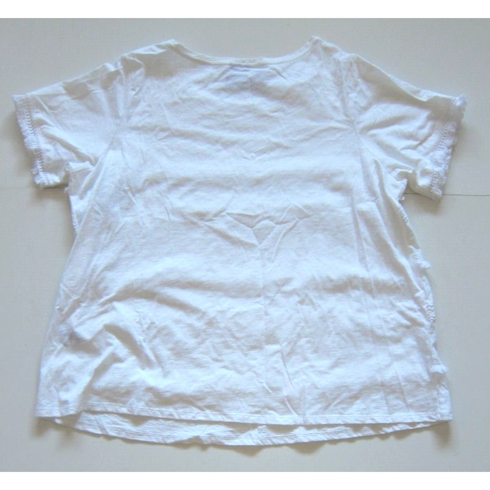 Avenue Avenue VIP Knits Blouse Shirts 22/24 White Fringe Short Sleeve Peasant 100% Cotton NWT Women Size 3XL / US 20-22 - 2 Thumbnail