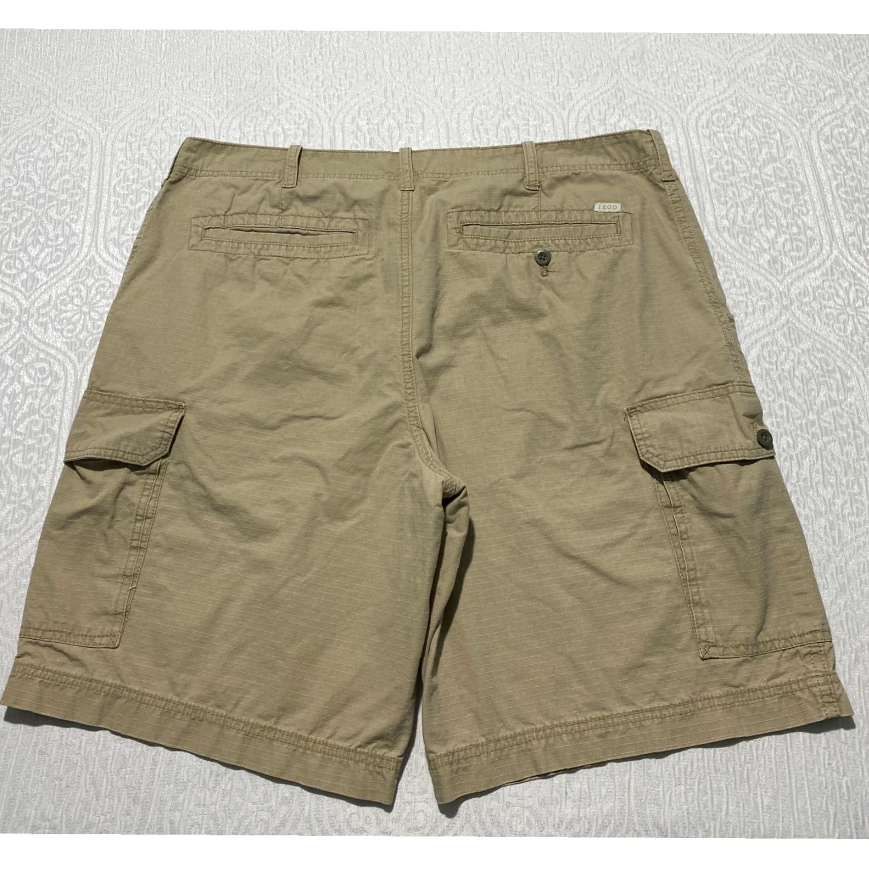 Izod IZOD Cargo Shorts Mens Khaki Tan Cotton Ripstop 38 Casual Outdoor Utility) Size US 38 / EU 54 - 3 Thumbnail