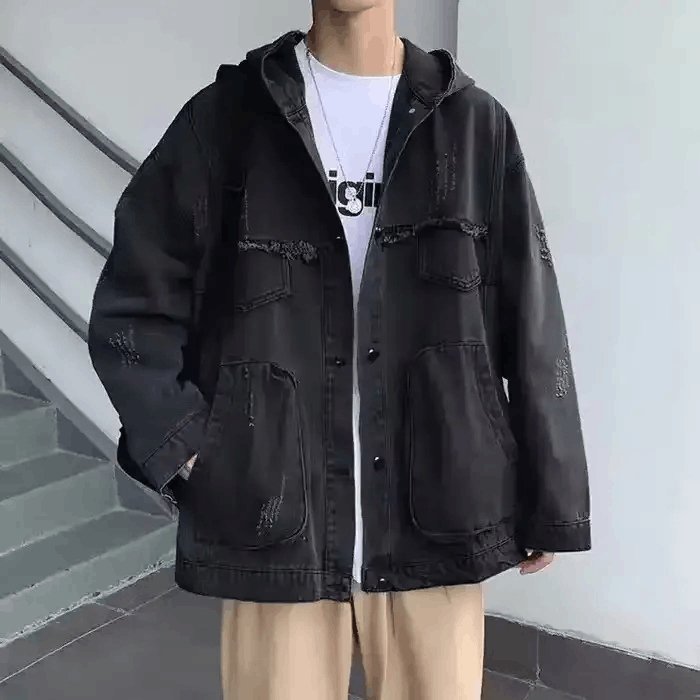 Japanese Brand × Vintage Vintage New Release Glamorous Denim Hoodie Jacket Size US L / EU 52-54 / 3 - 1 Thumbnail