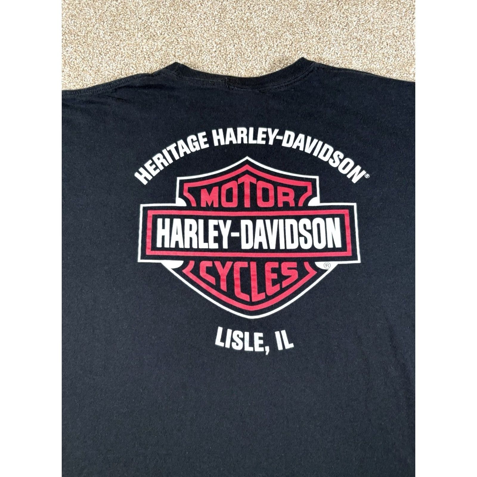 Harley Davidson Y2K Harley-Davidson Shirt Mens 2XL Black Short Sleeve Double-Sided Lisle IL Shirt Graphic Print Logo T-Shirt Men Biker Motorcycle Size US XXL / EU 58 / 5 - 6 Thumbnail
