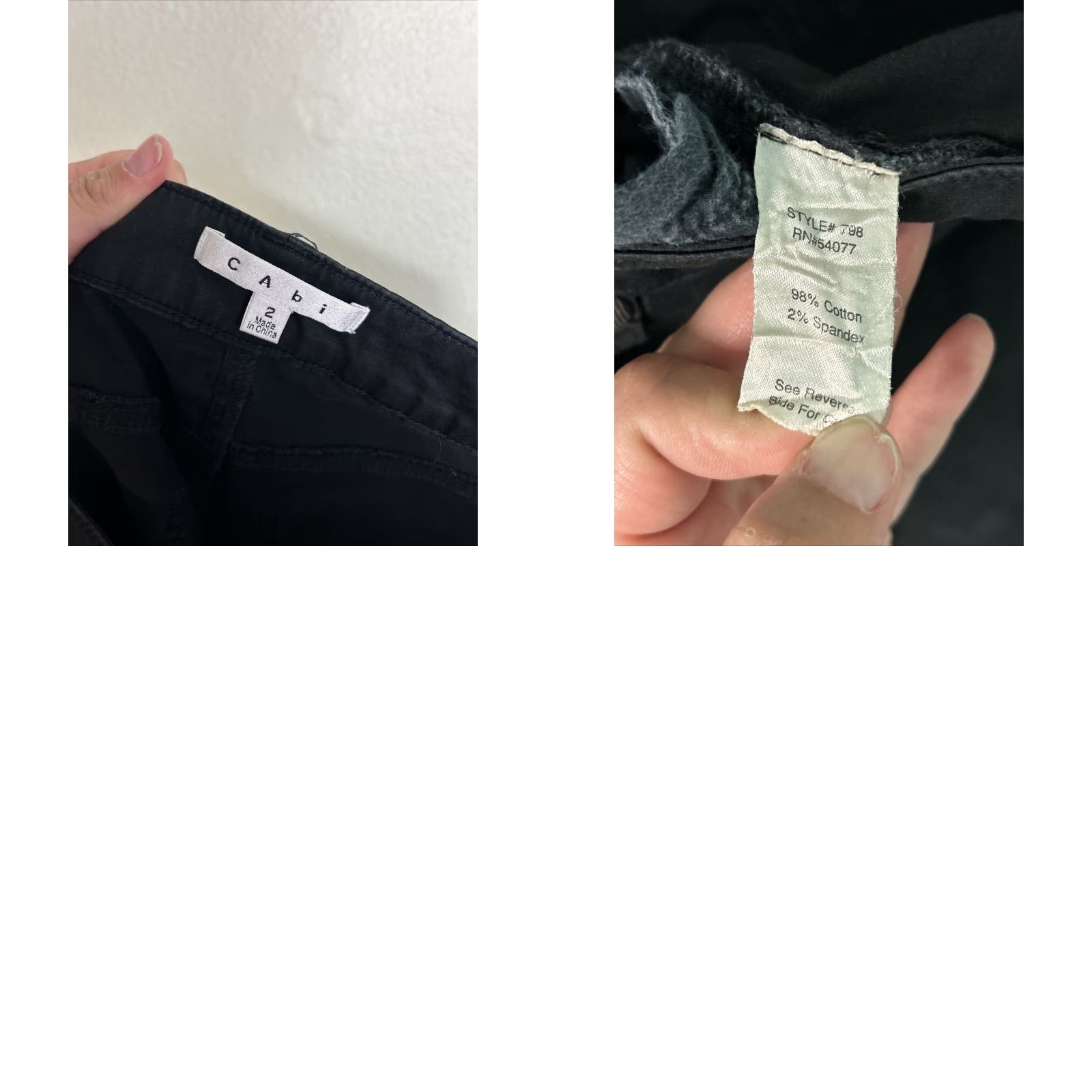 Vintage CAbi Pants Womens Size 2 Black Sateen Skinny Style 798 Stretch Cotton 29x30 Size 26" / US 2 / IT 38 - 9 Thumbnail