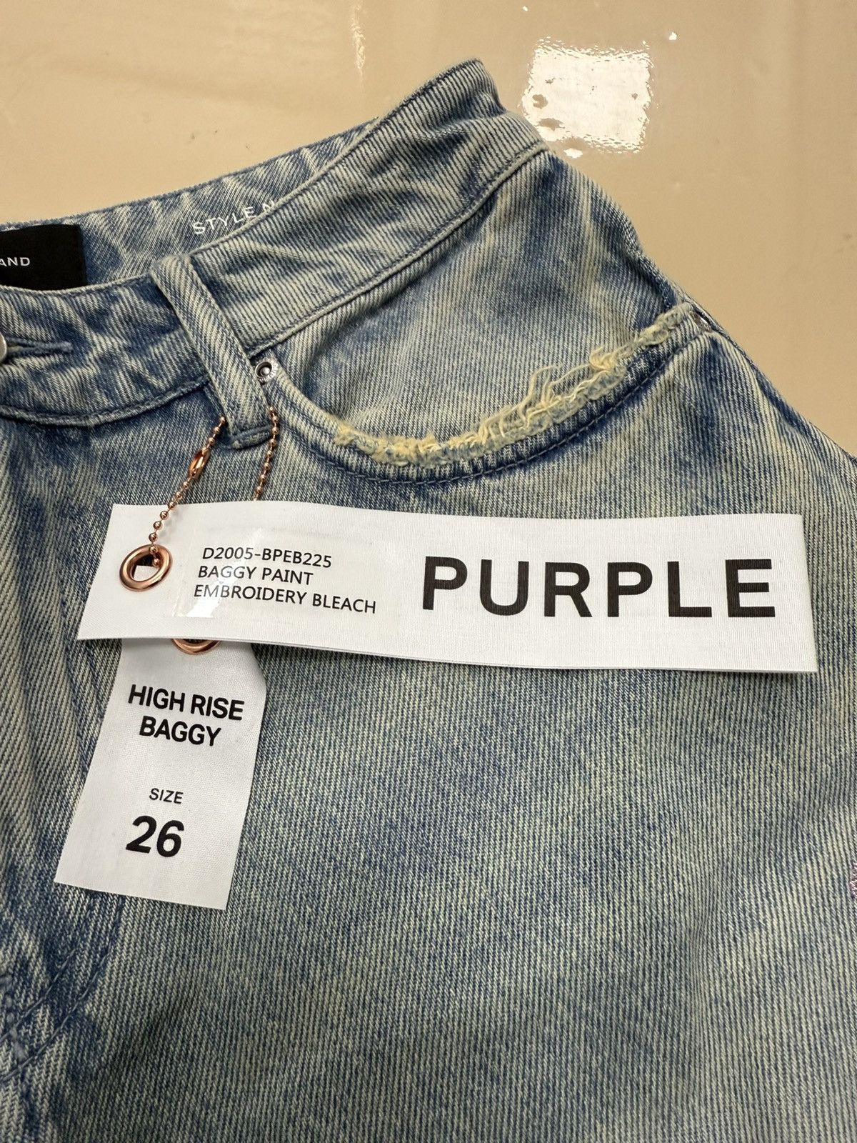 Other Purple Brand Baggy Embroidery Bleach Pants Size 26" / US 2 / IT 38 - 2 Thumbnail