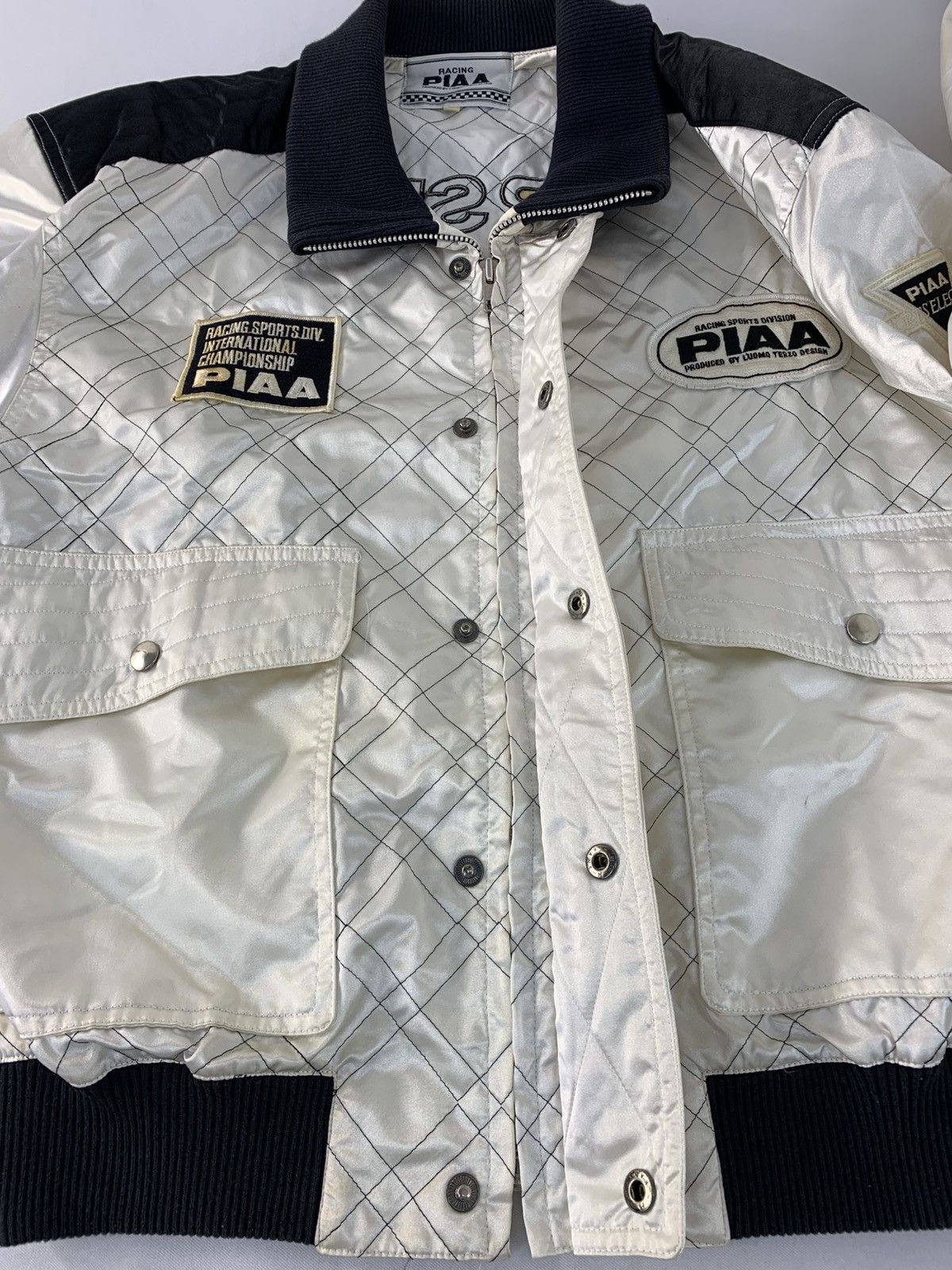 Vintage 90s PIA Motorsport Uomo Terzo Design Satin Bomber Jacket Size US S / EU 44-46 / 1 - 5 Thumbnail