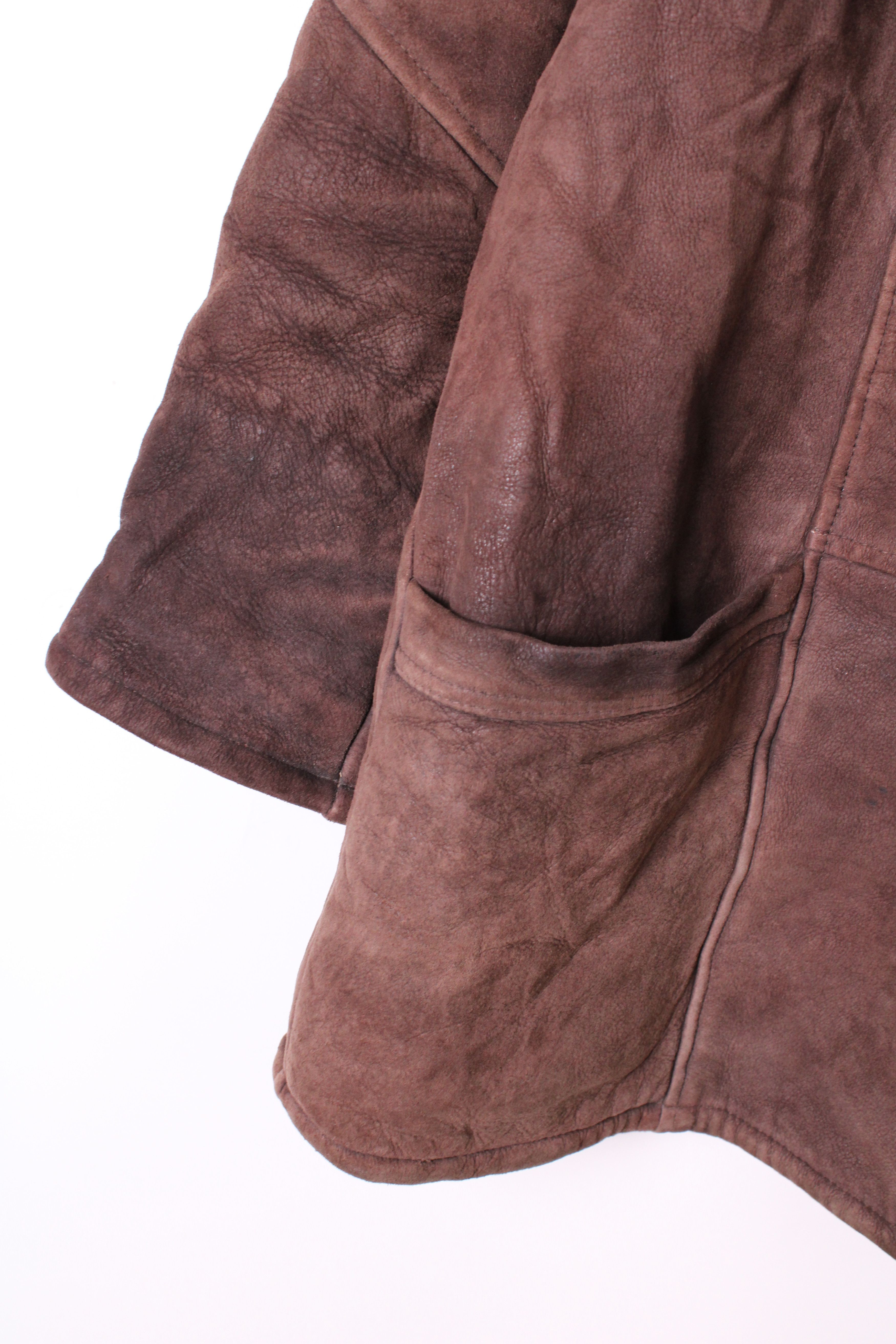 Vintage VINTAGE FIREMAN LEATHER SHEARLING COAT BROWN Size US M / EU 48-50 / 2 - 3 Thumbnail