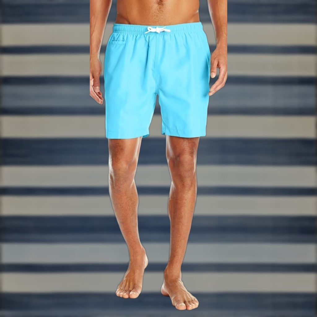 Vintage Trunks Surf & Swim Co. San-O Solid Swim Trunk Shorts - Water Blue 2XL Mens, 7" Inseam, Polyester Size US 39 - 1 Thumbnail