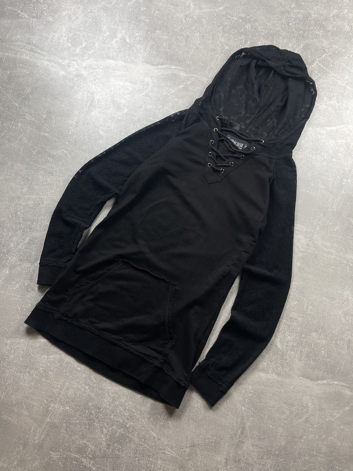 Other Gothicana by EMP Black Hoodie Gothic Punk Mesh Hood&Sleeves Size L / US 10 / IT 46 - 1 Thumbnail