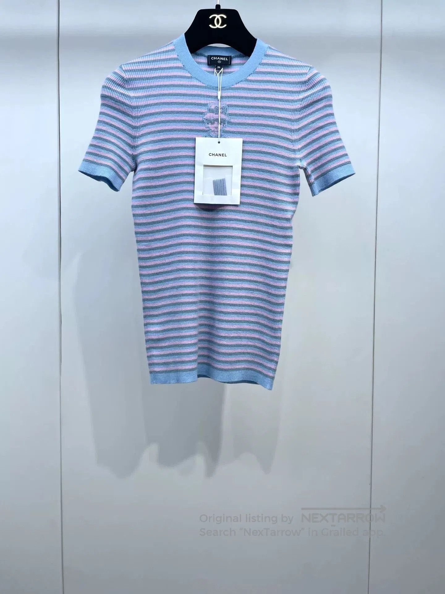 Chanel 25B Striped Knit Short Sleeve.