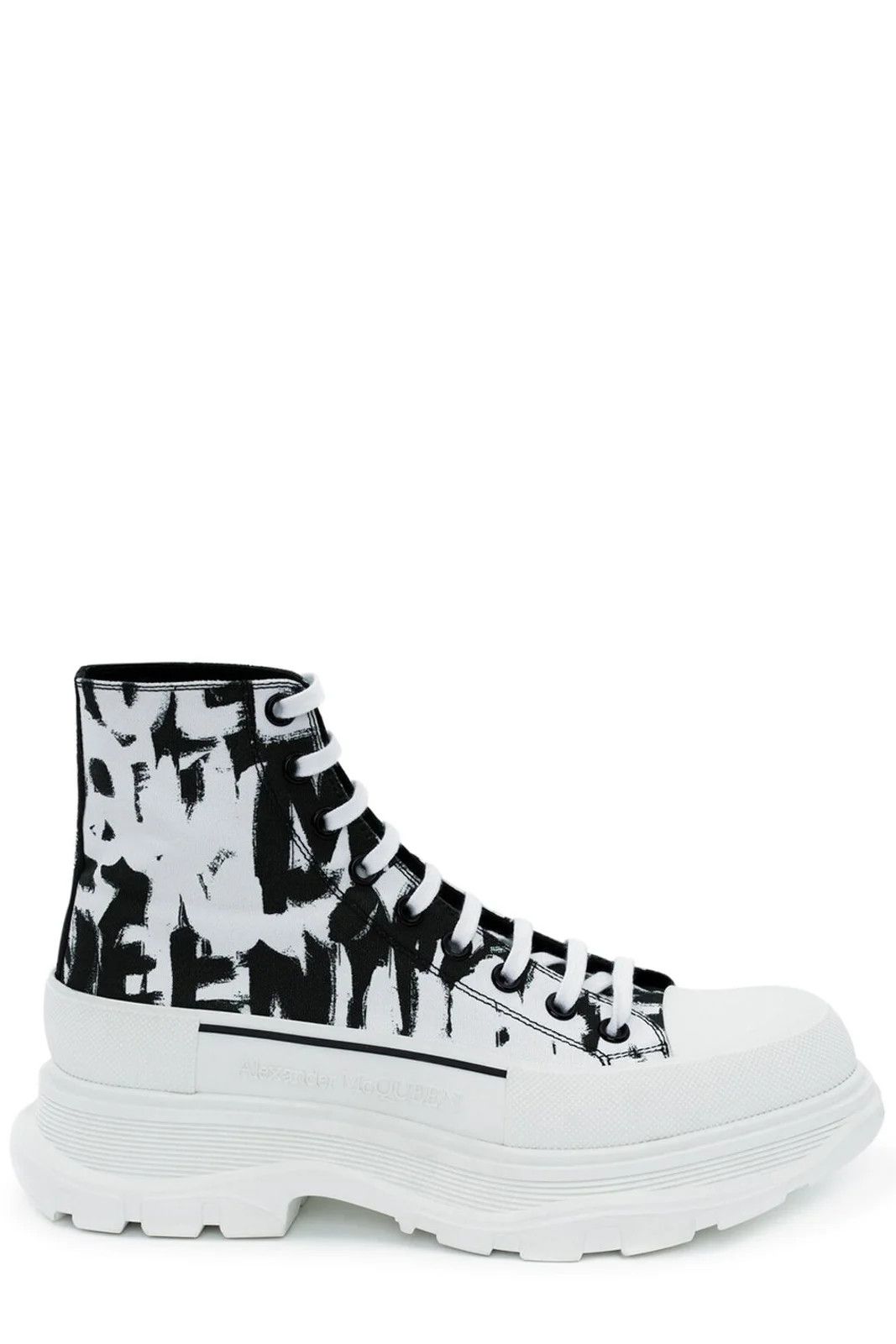 Alexander McQueen o1y1024 Hi-Top Sneakers in White & Black Size US 6.5 / EU 39-40 - 1 Thumbnail