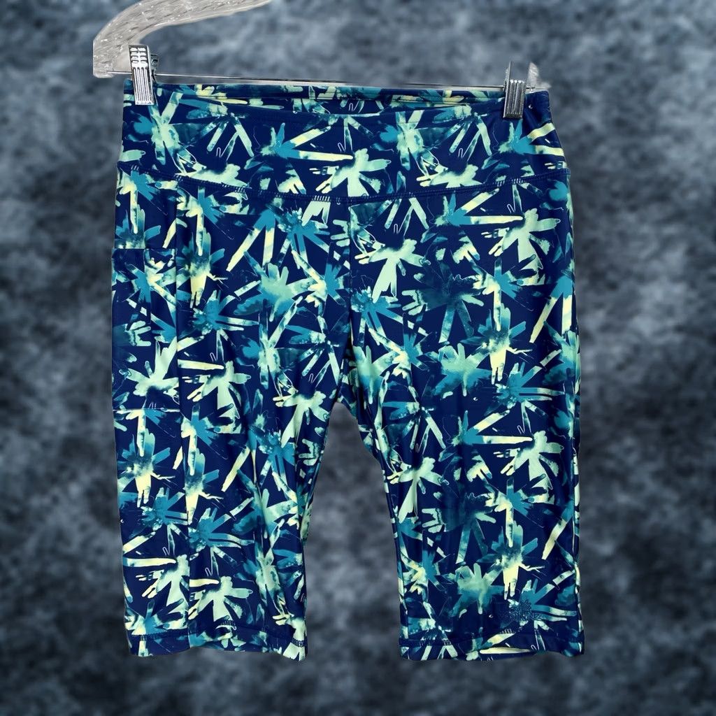 Skin UV Skinz Blue Capris Bottom Womens M UPF 50+ Floral Beach Size 32" / US 10 / IT 46 - 1 Thumbnail