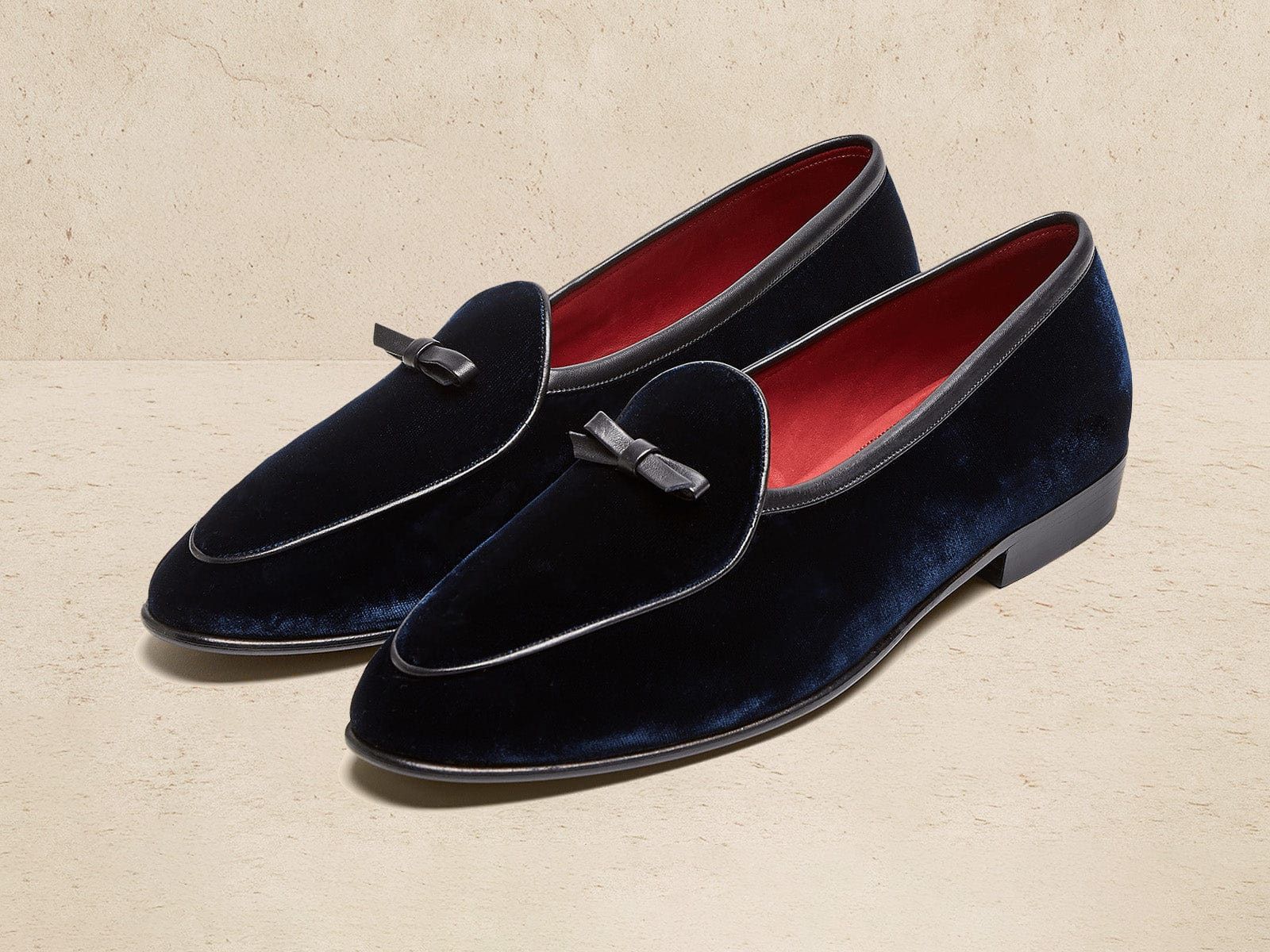 Baudoin & Lange o1tko10426 Sagan Bow Velvet Loafers in Dark Navy Size US 10 / EU 43 - 2 Thumbnail